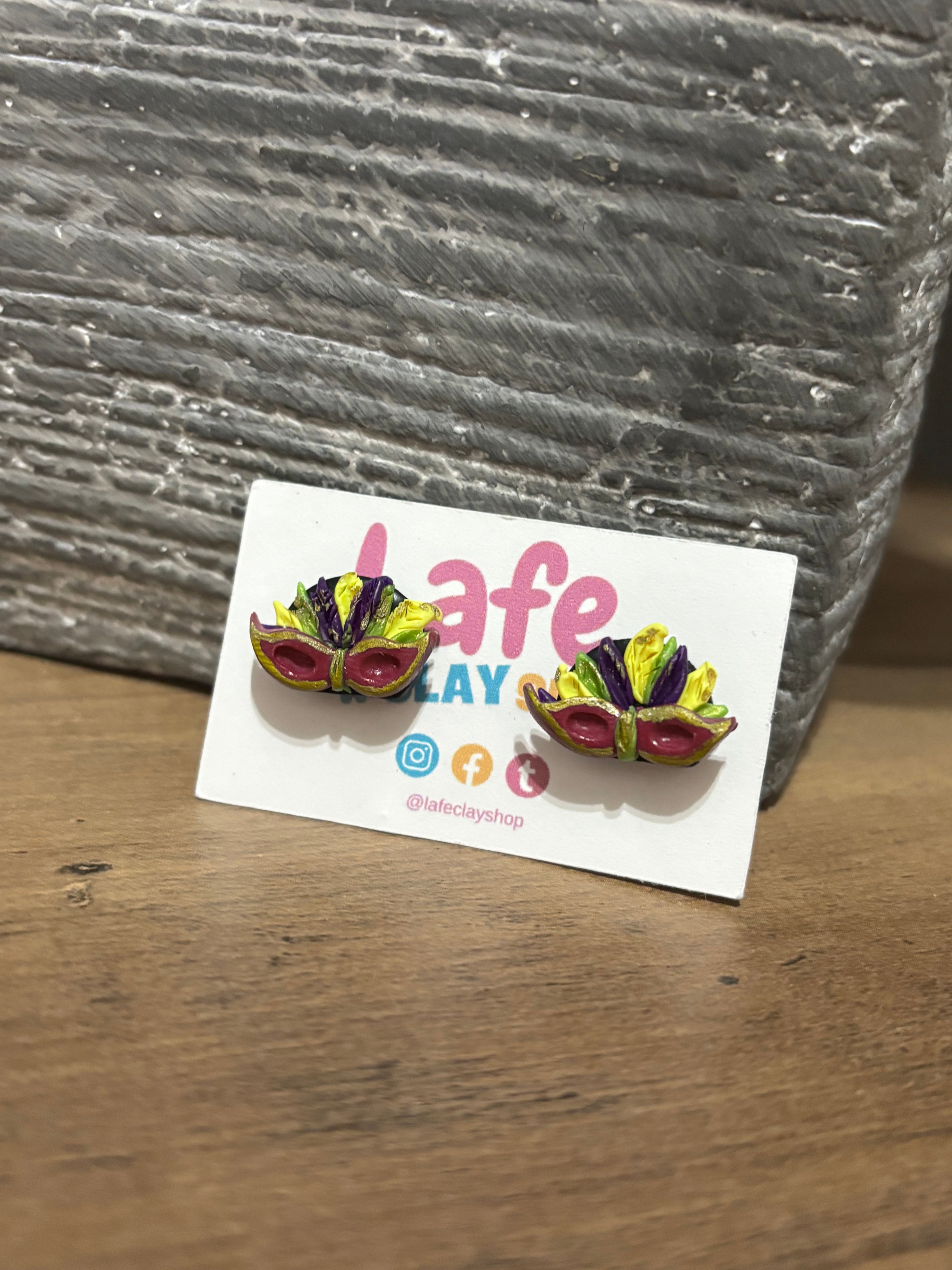 Mardi Gras Mask Studs