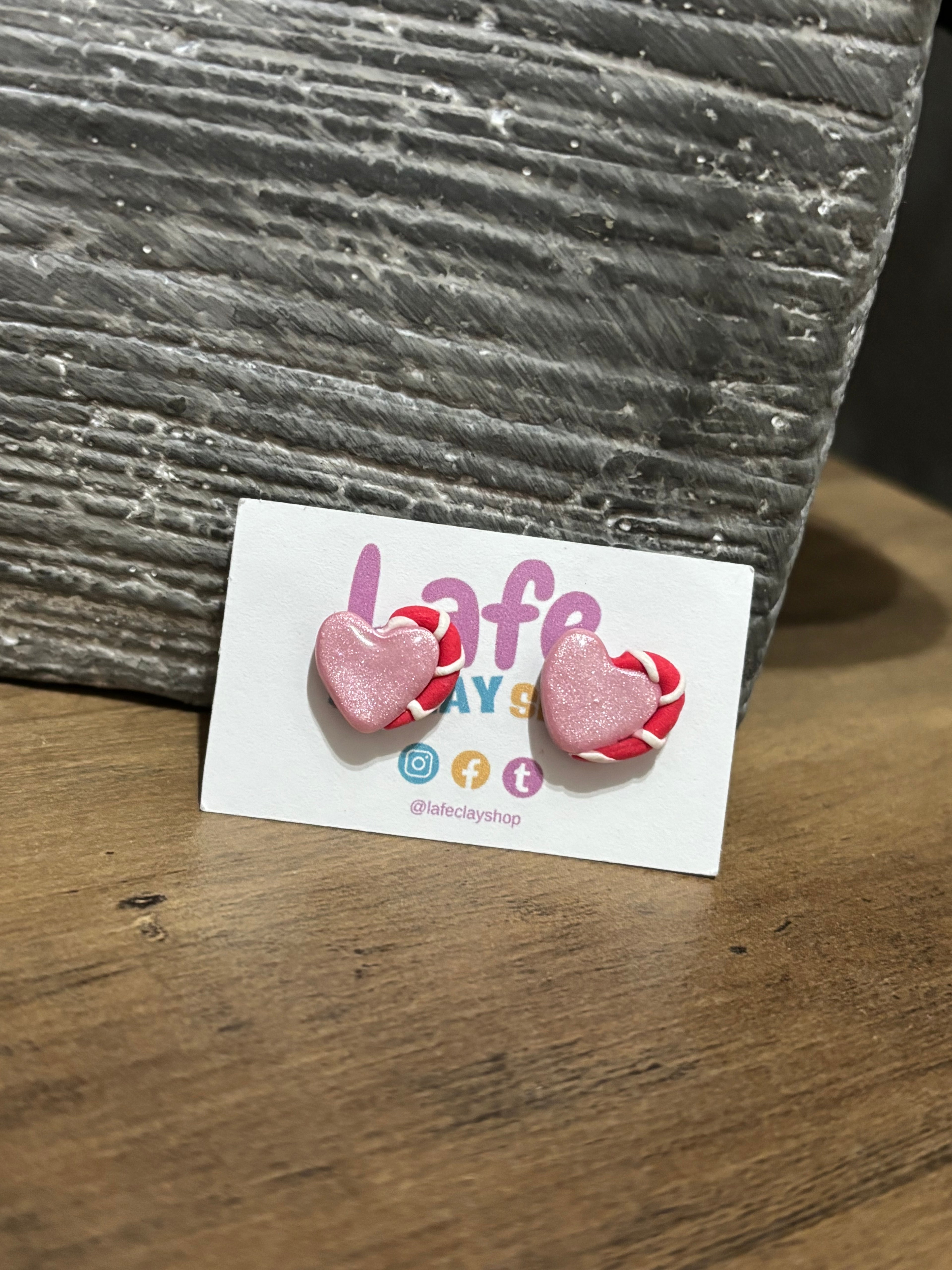 Pink Heart Studs