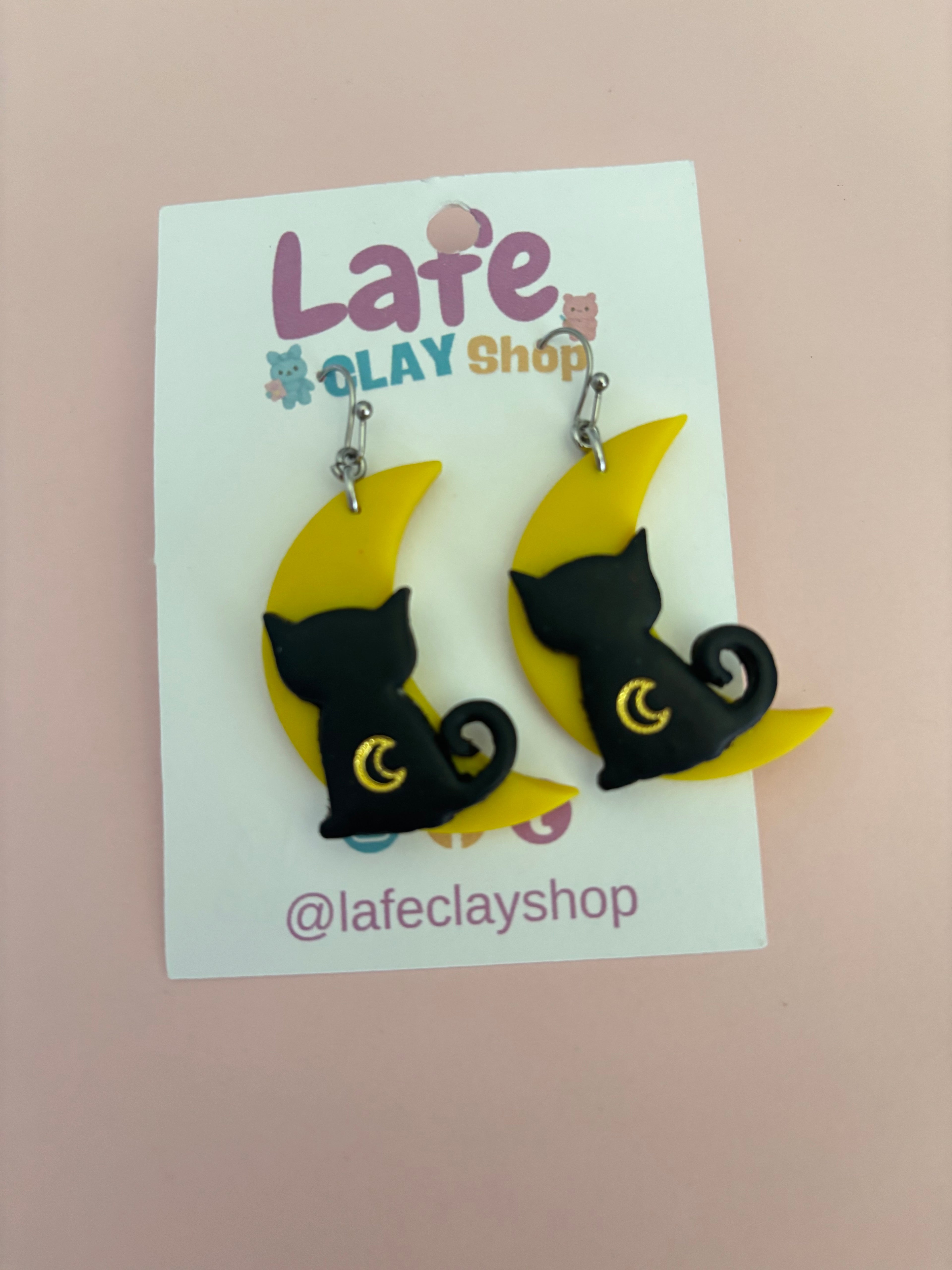 Cat on the Moon Earrings