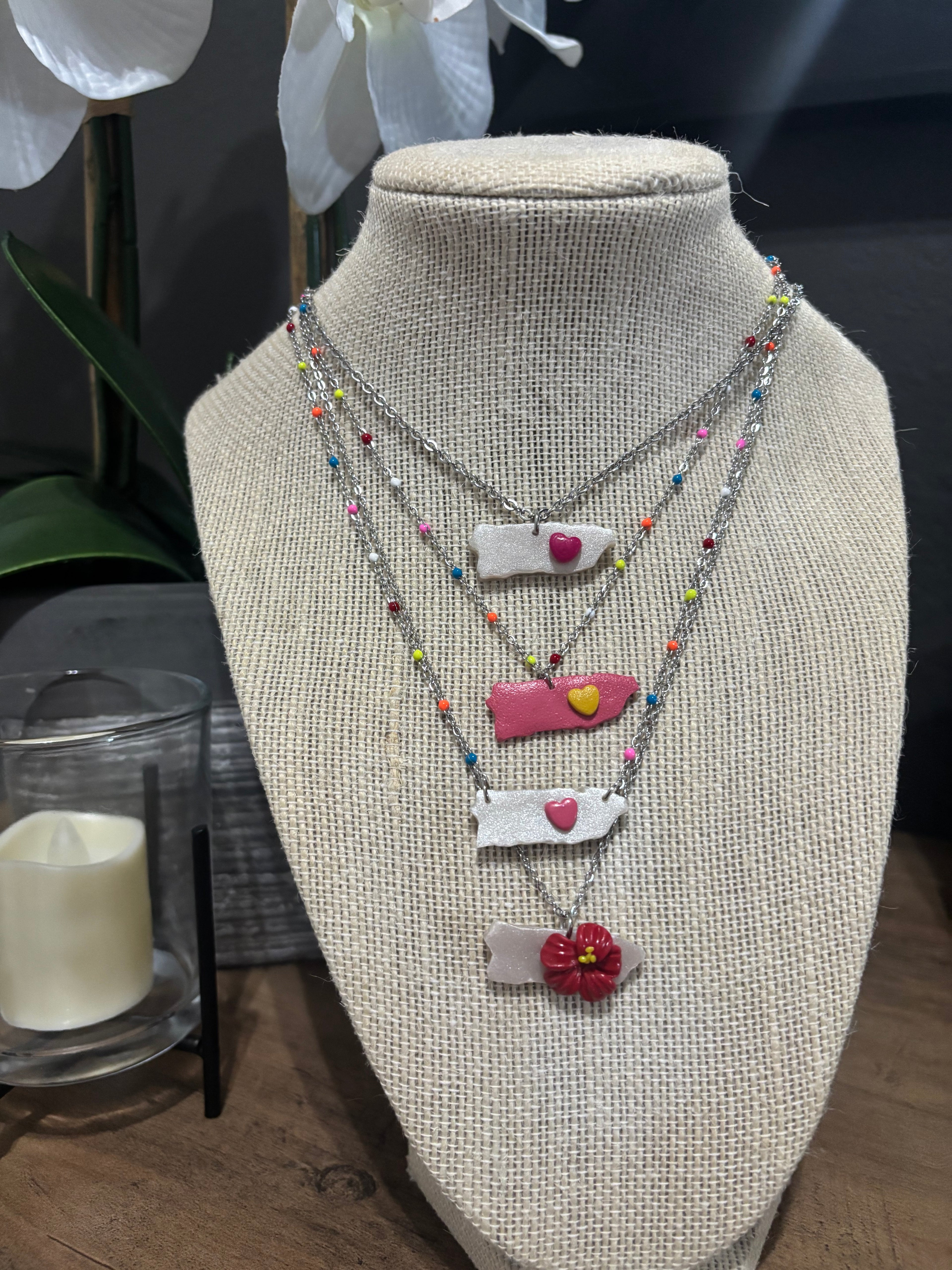 Puerto Rico Map Necklaces