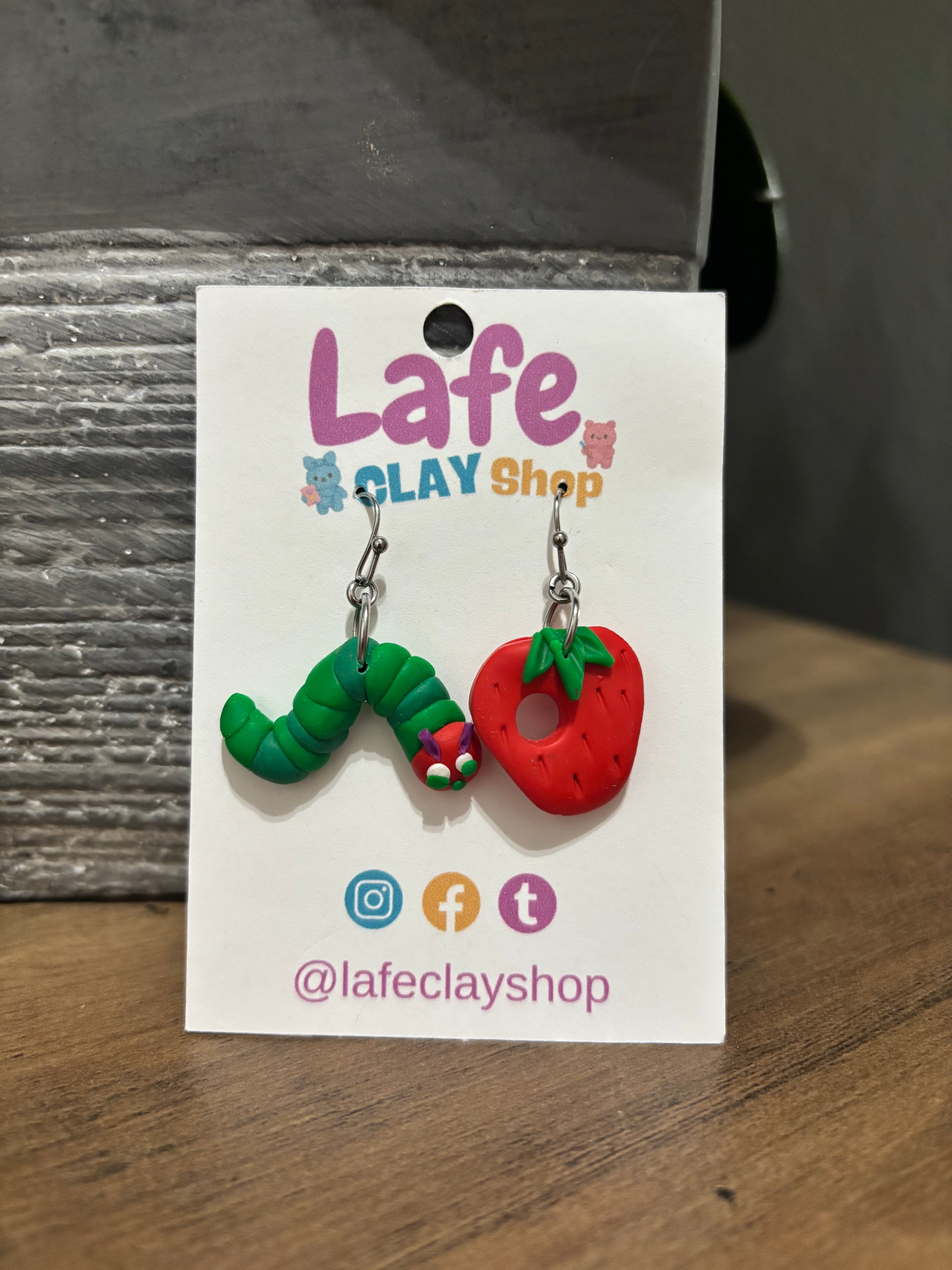 Caterpillar with Strawberry Earrings