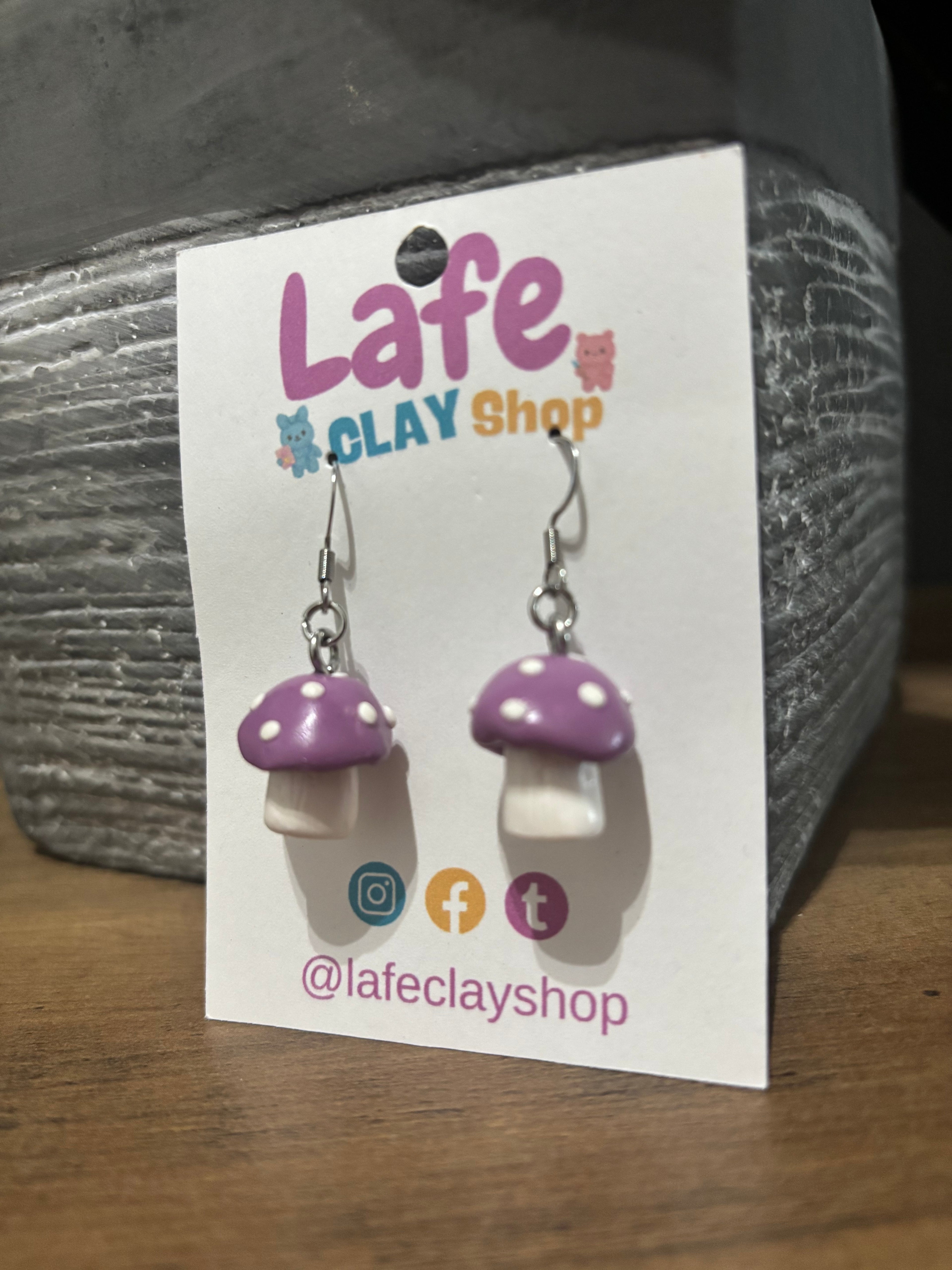 Purple Mushroom Earrings
