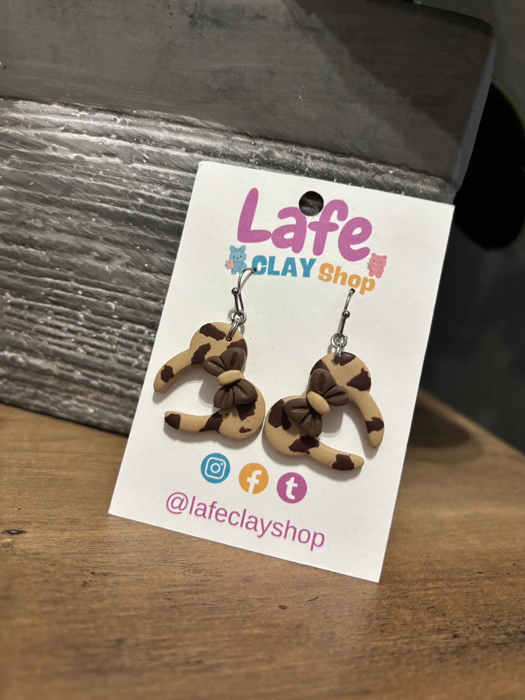 Animal Print Mouse Ears Earrings