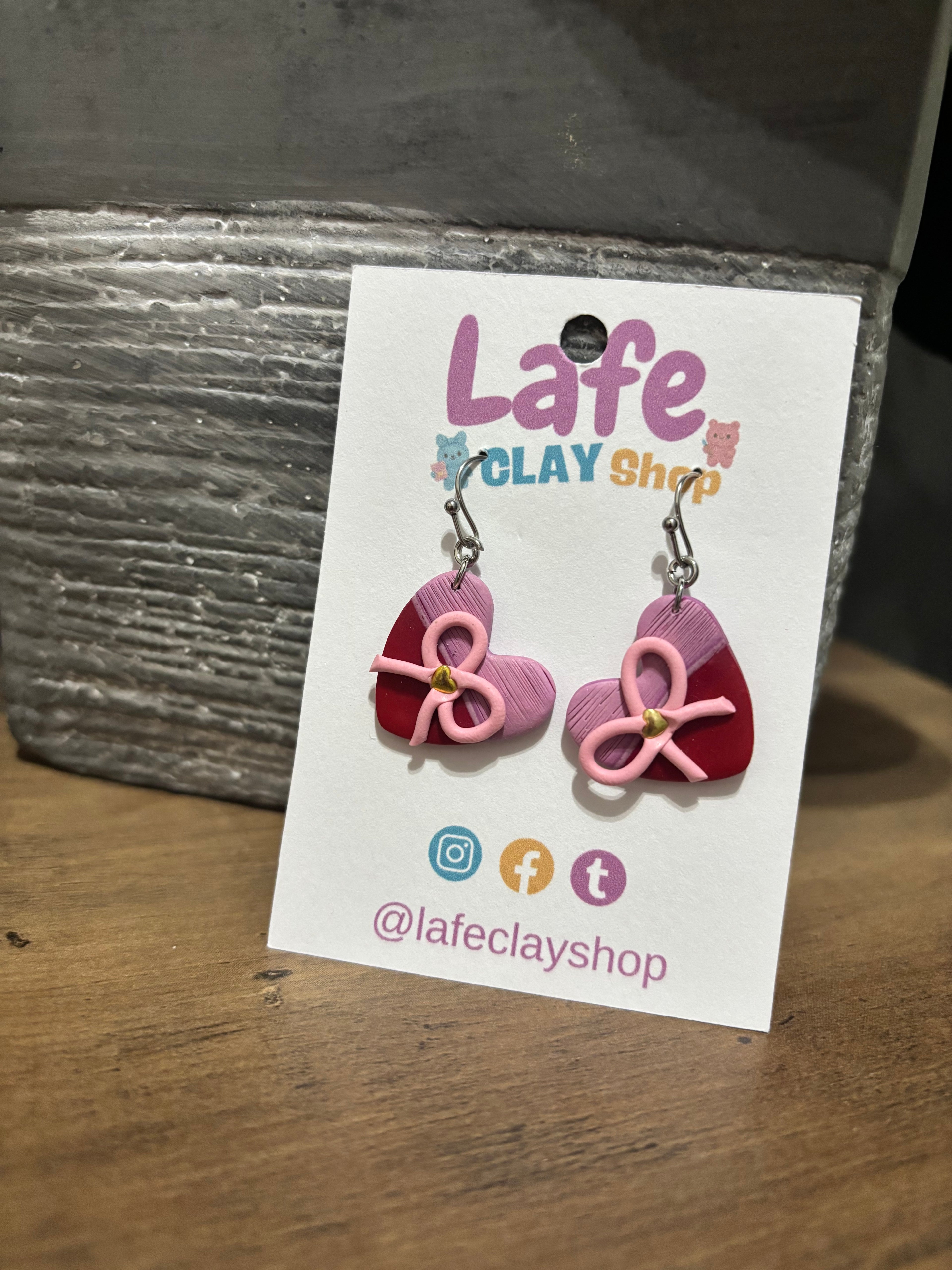 Red and Purple Heart Earrings