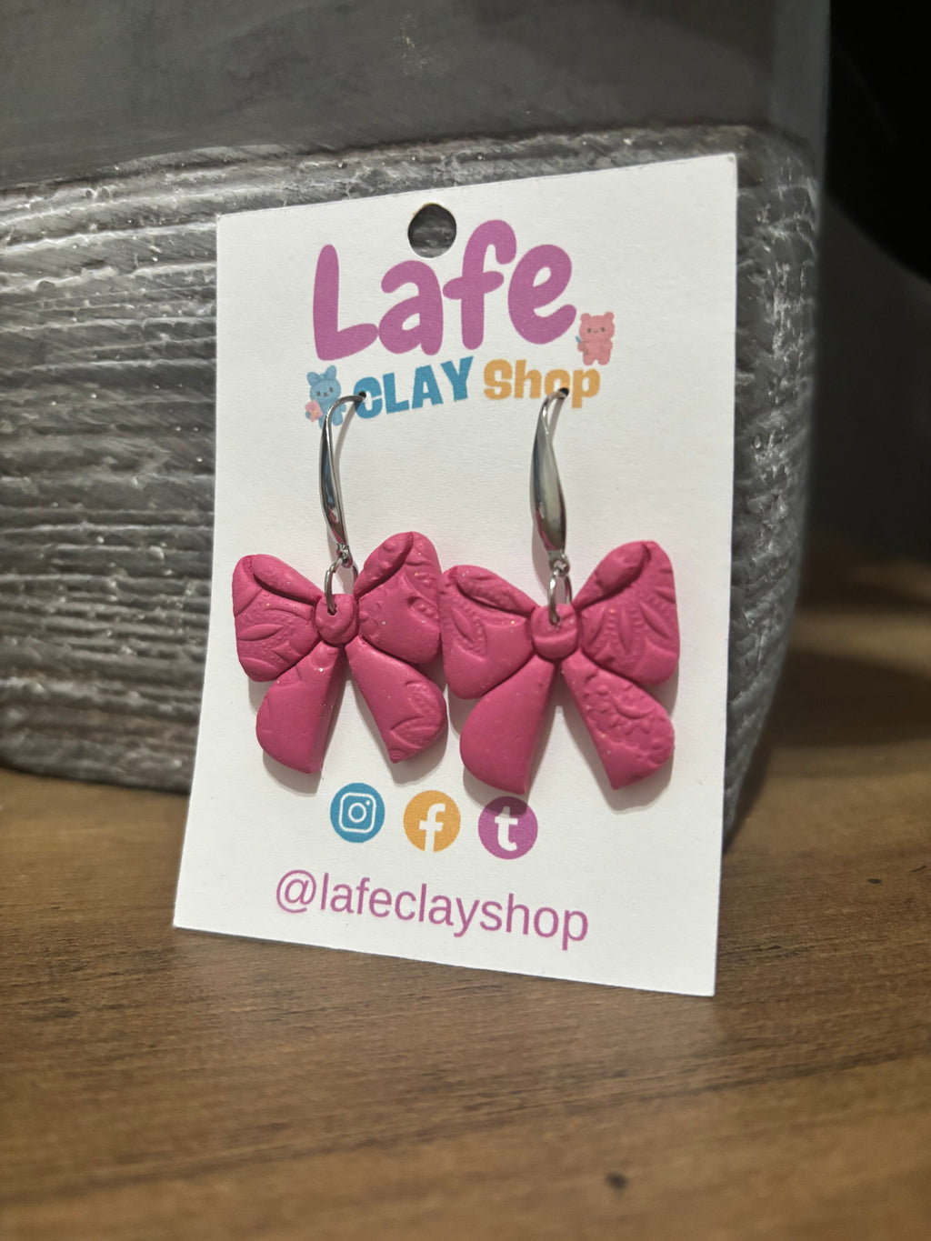 Pink Bow Earrings