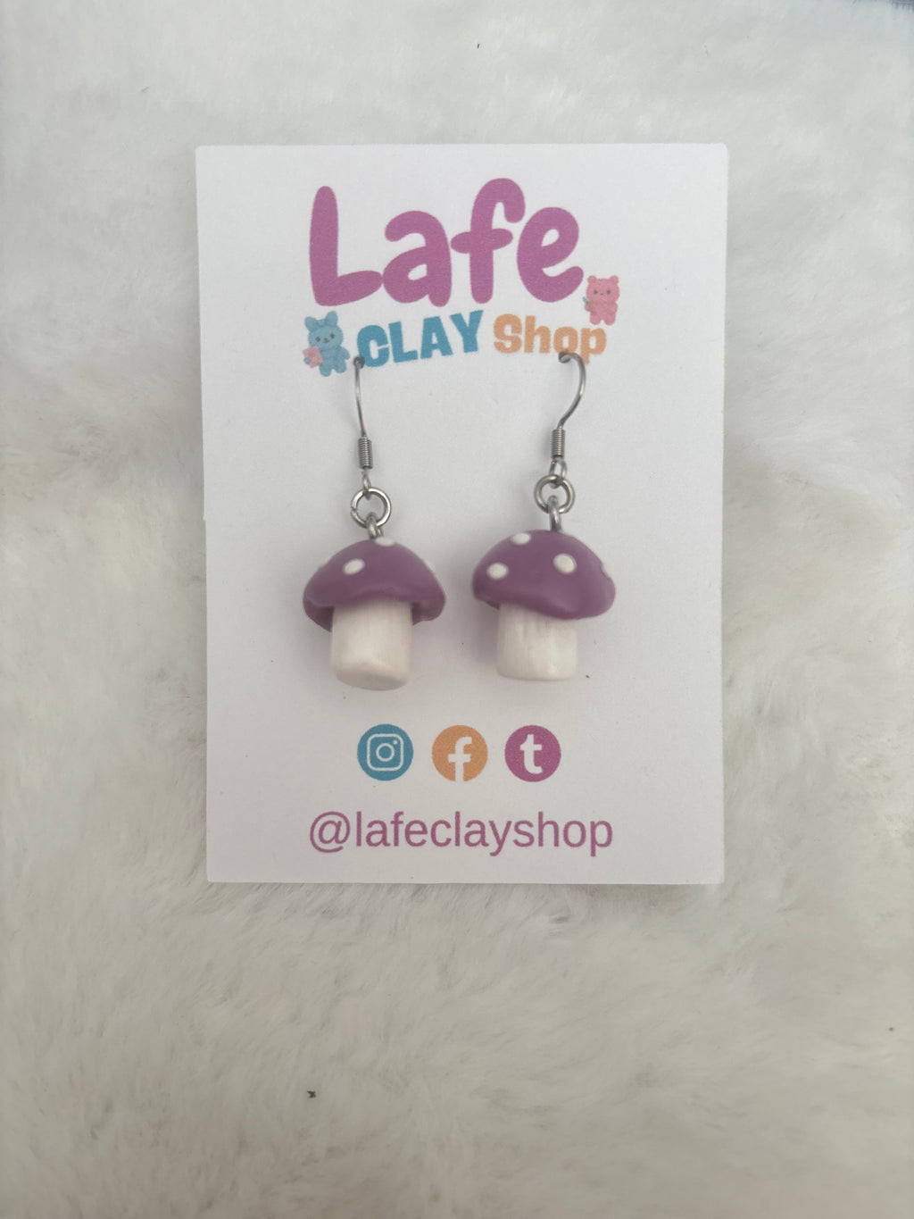 Purple Mushroom Earrings