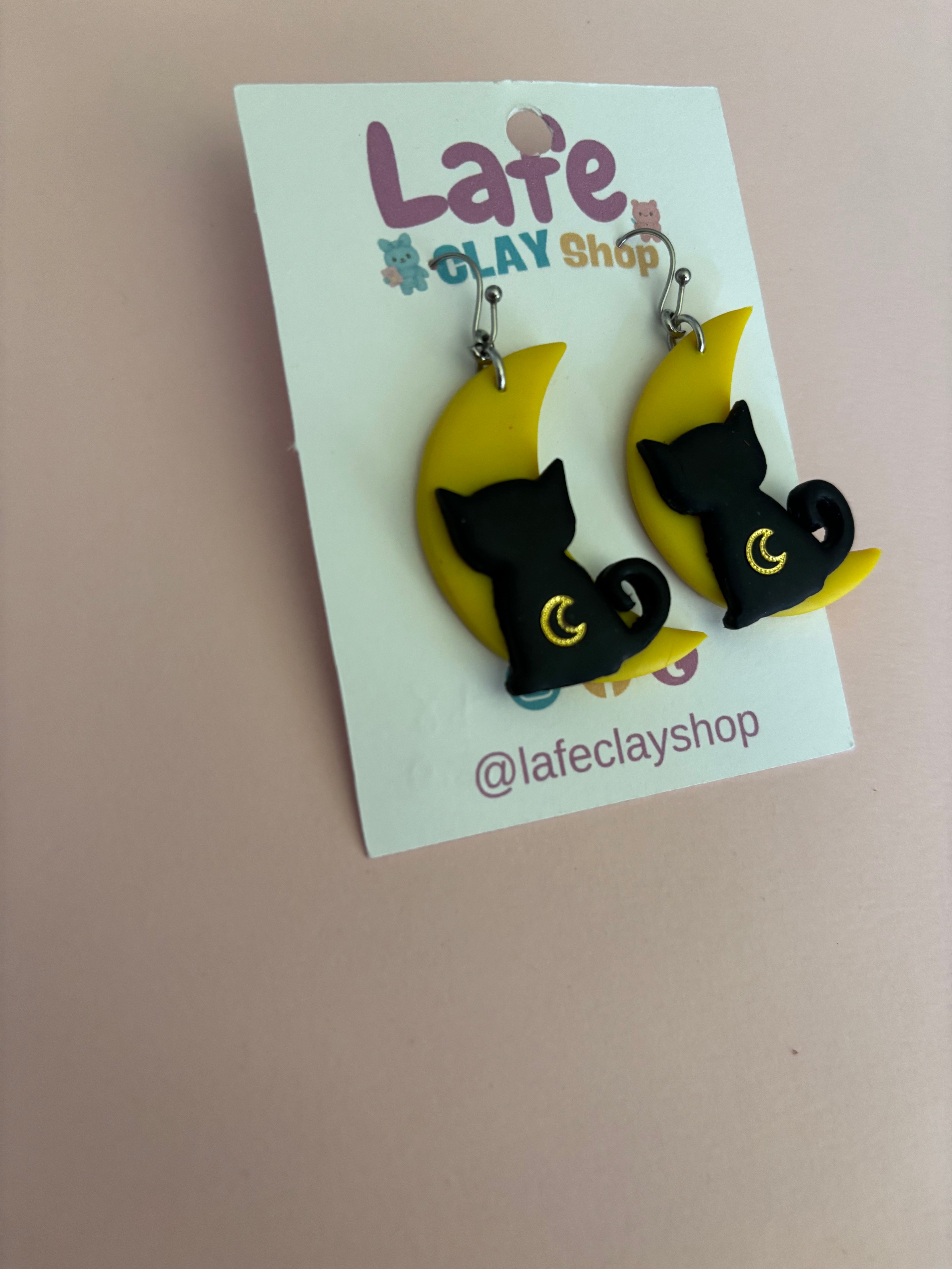 Cat on the Moon Earrings