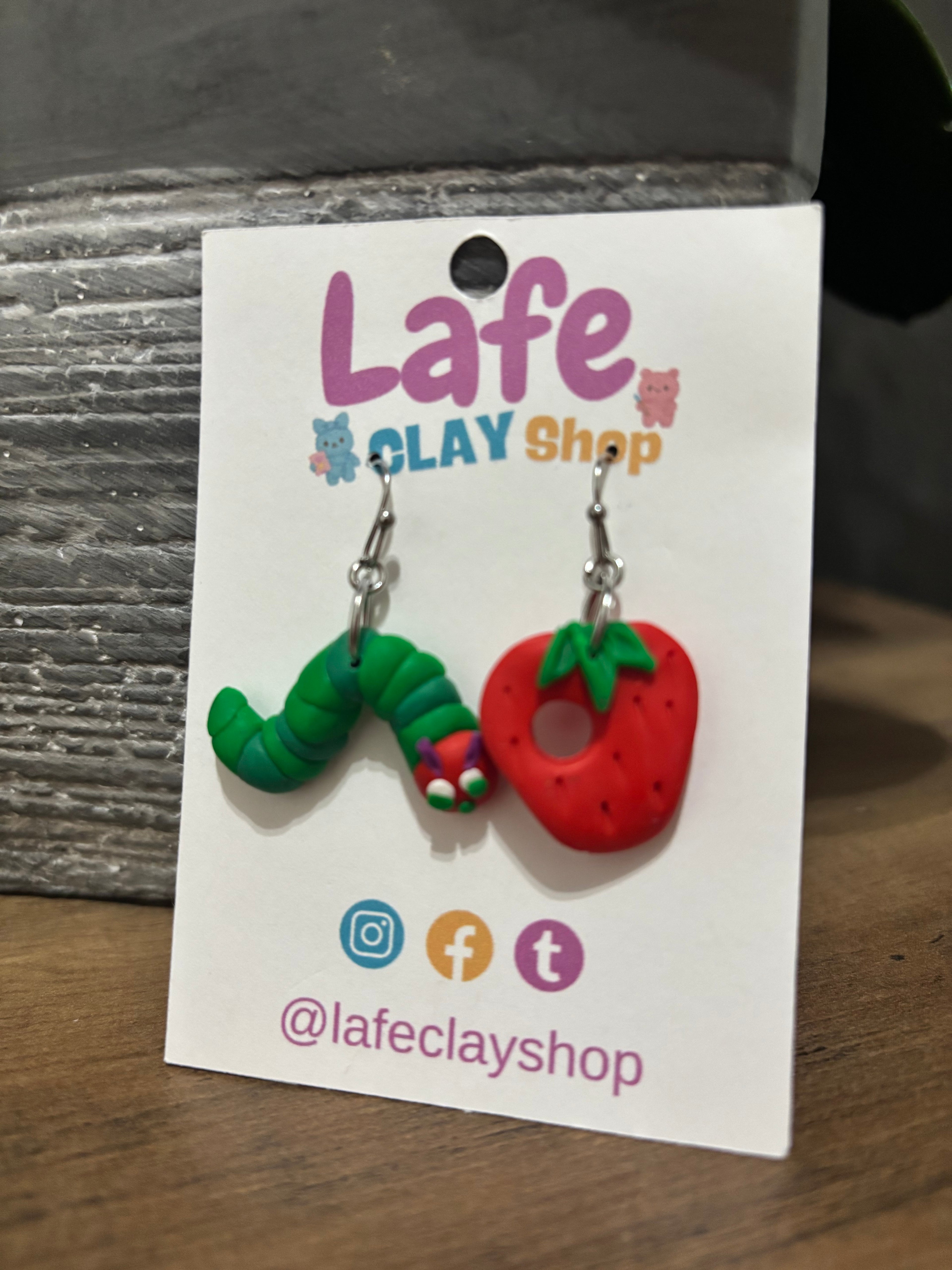 Caterpillar with Strawberry Earrings