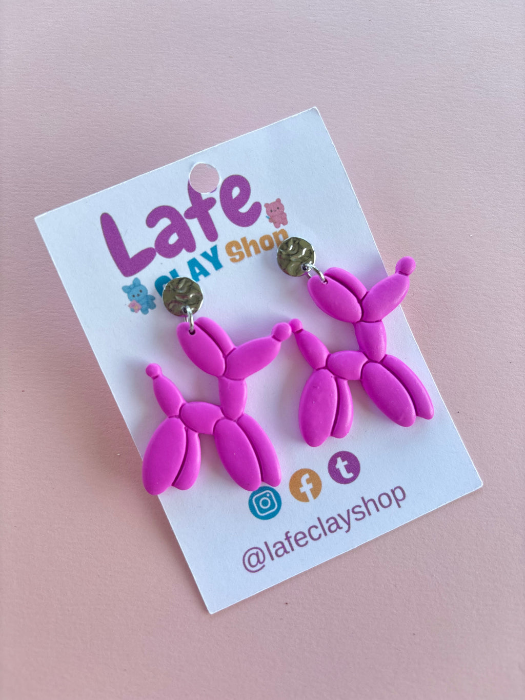 Pink Balloon Dog Earrings