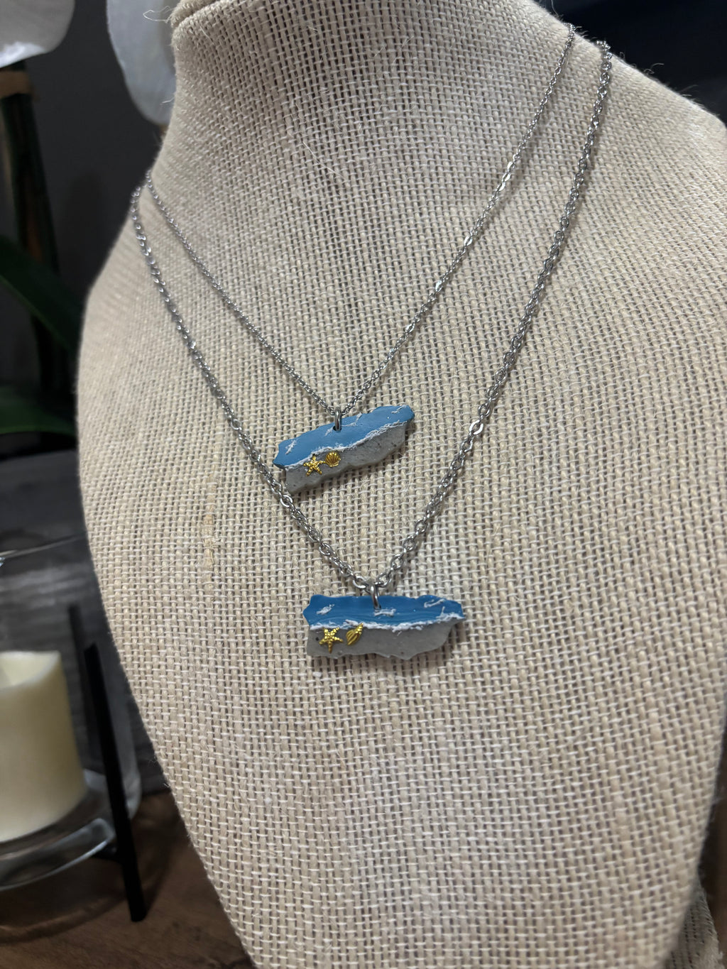 Puerto Rico Beach Map Necklace