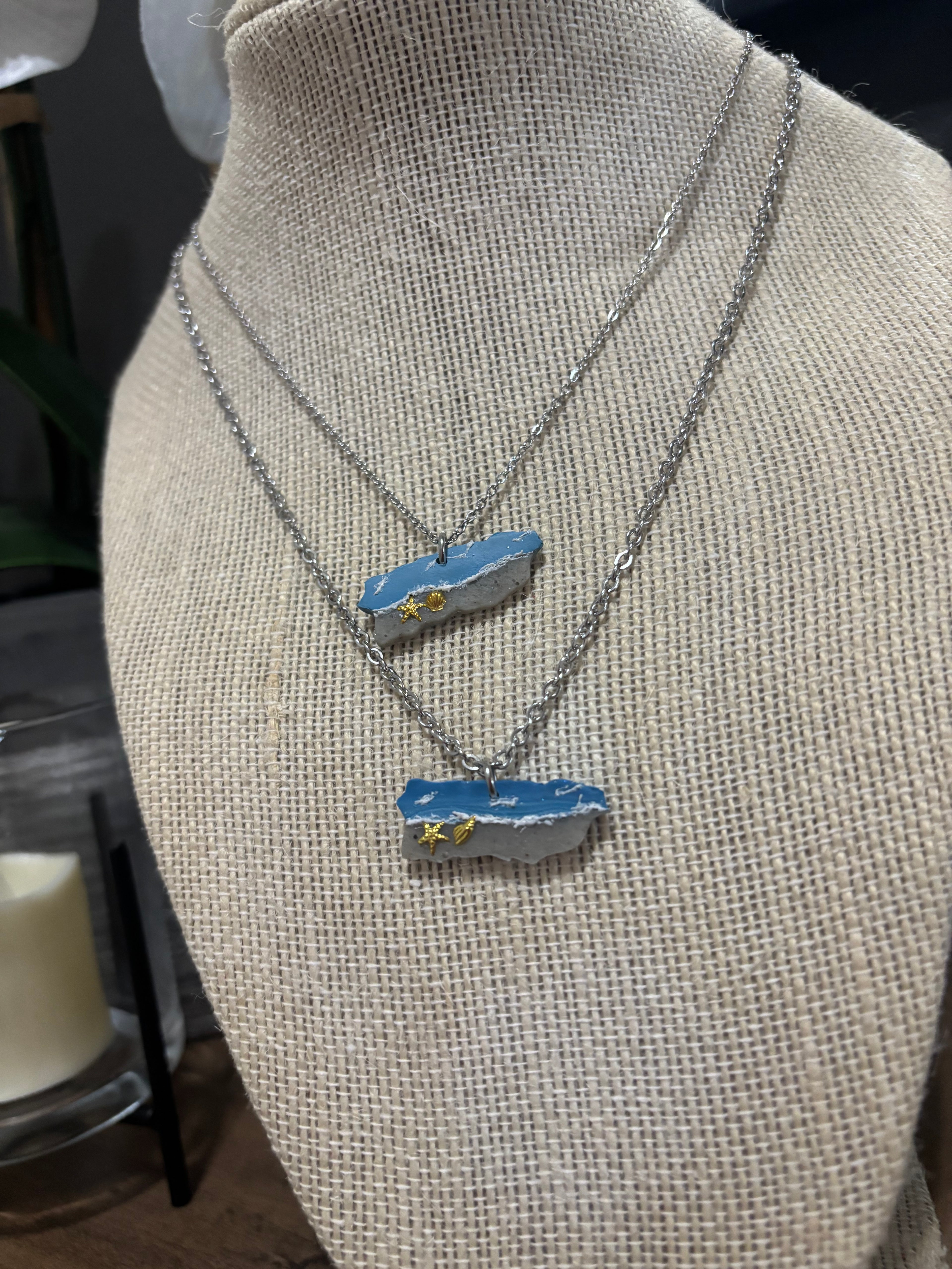 Puerto Rico Beach Map Necklace