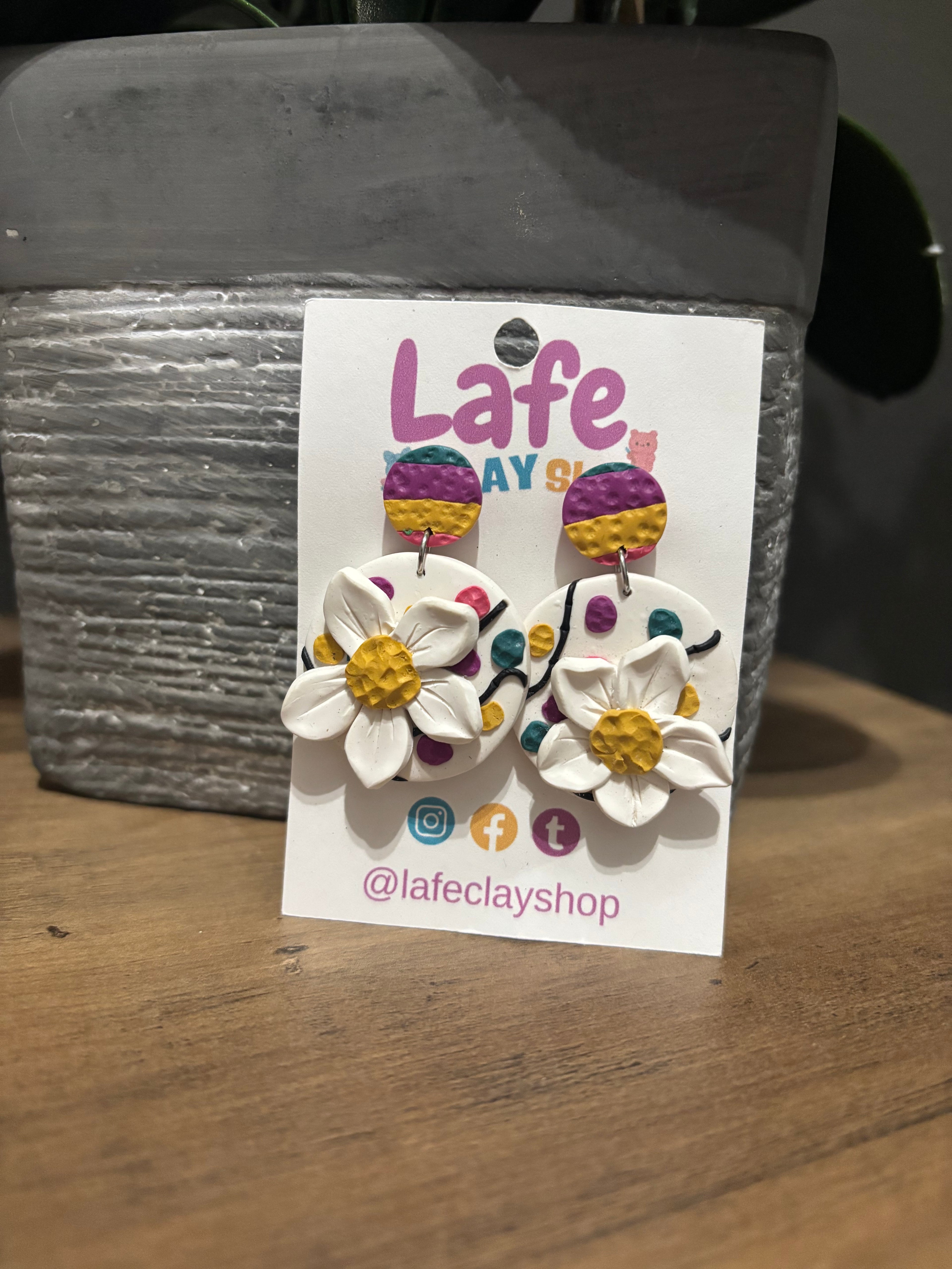 White Flower Earrings