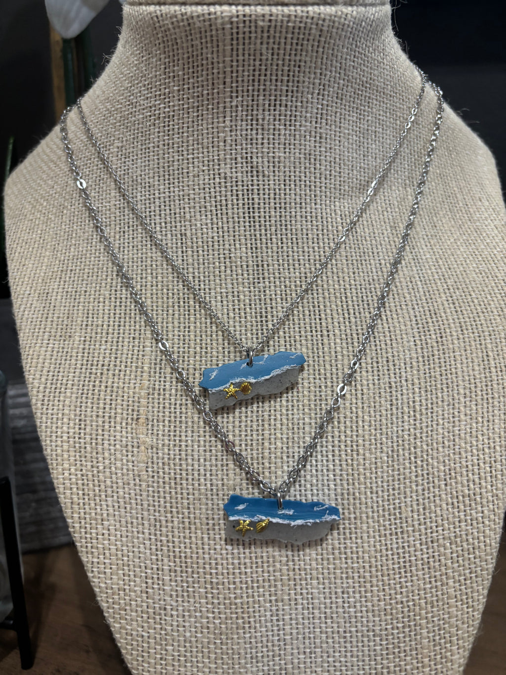 Puerto Rico Beach Map Necklace