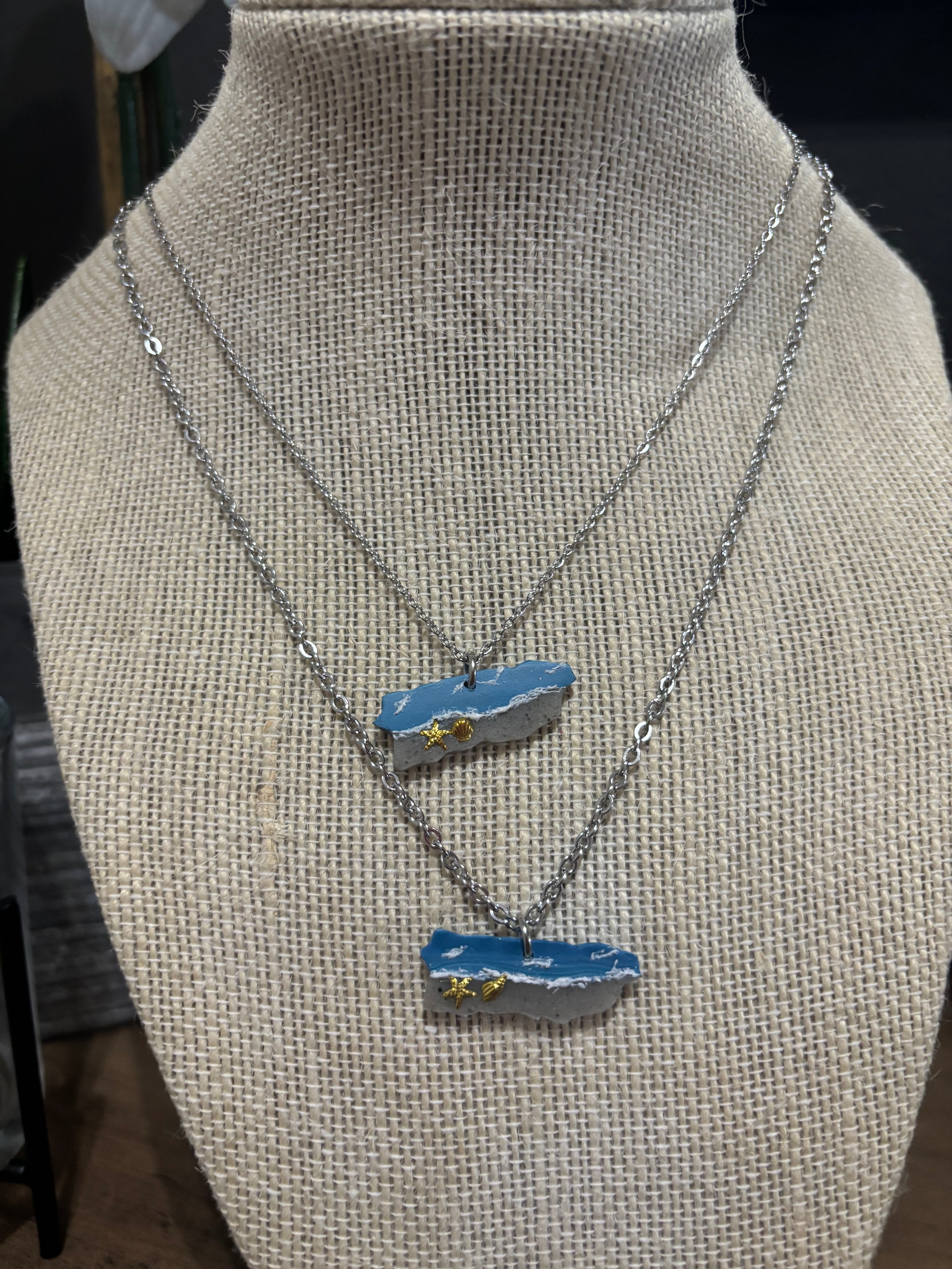 Puerto Rico Beach Map Necklace