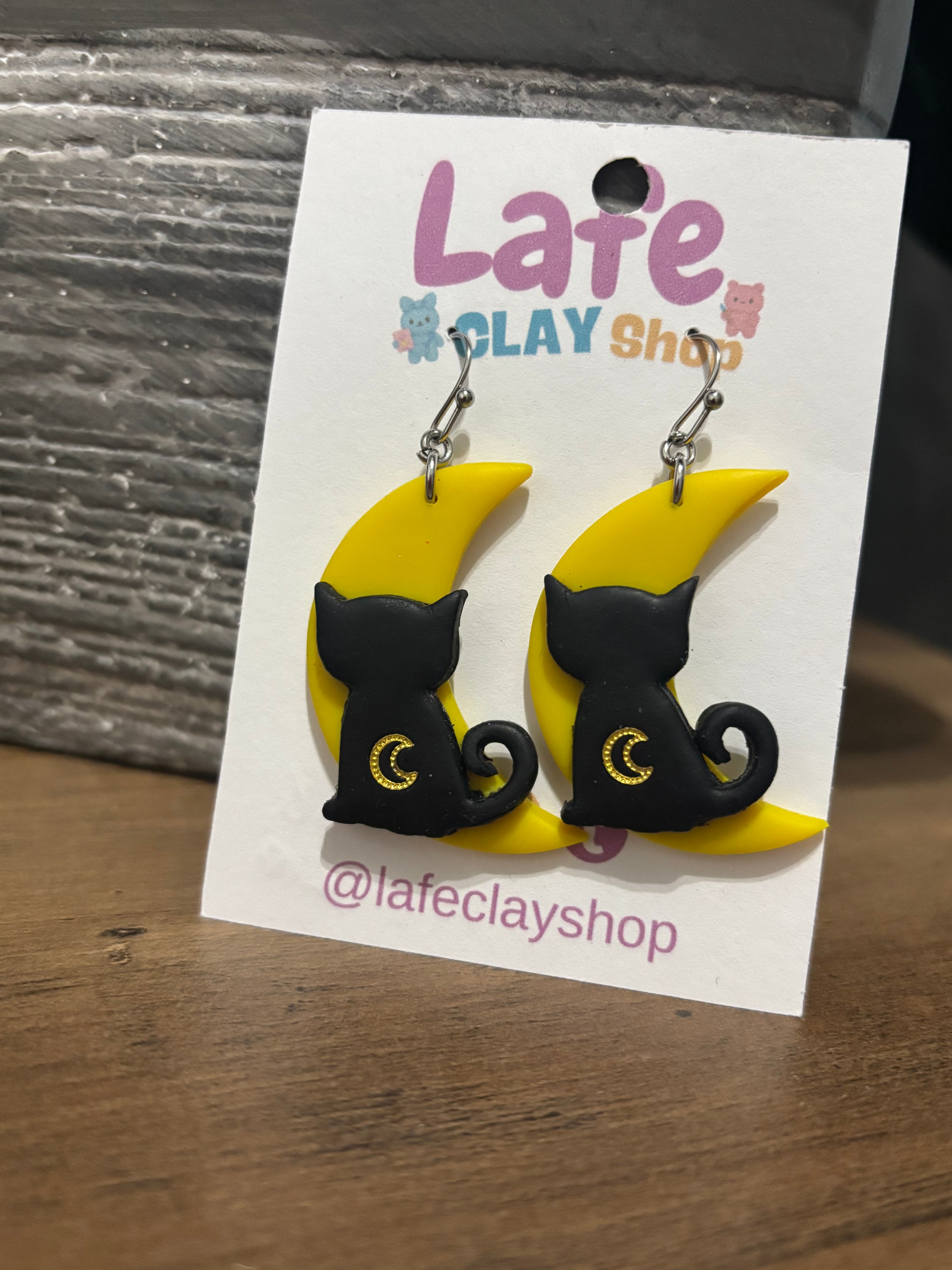 Cat on the Moon Earrings