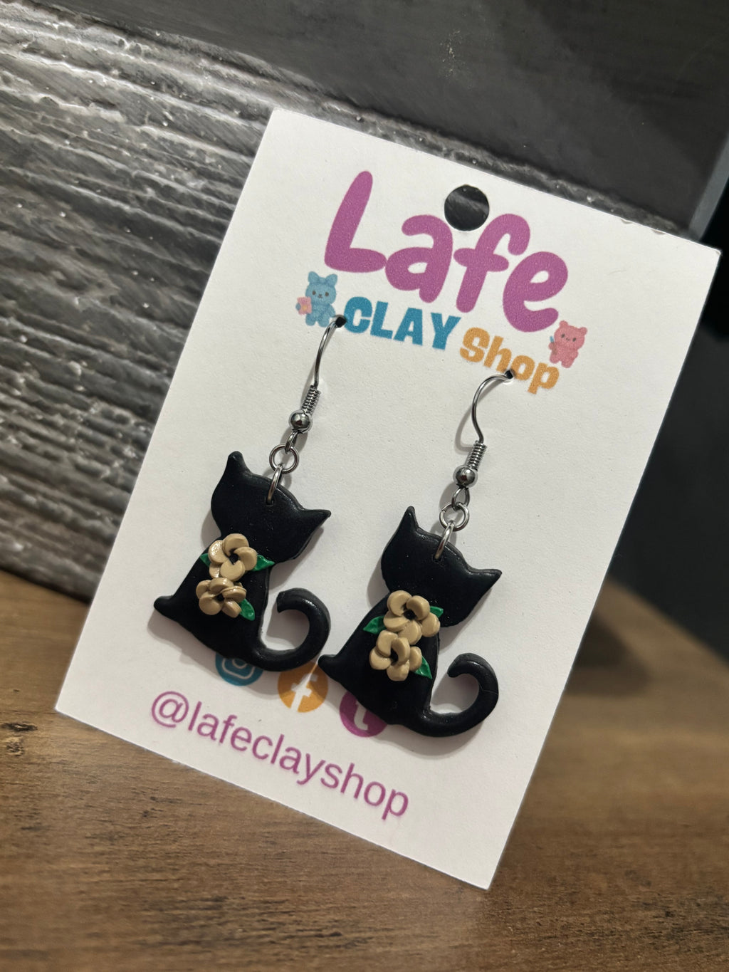Cat with Flowers Earrings