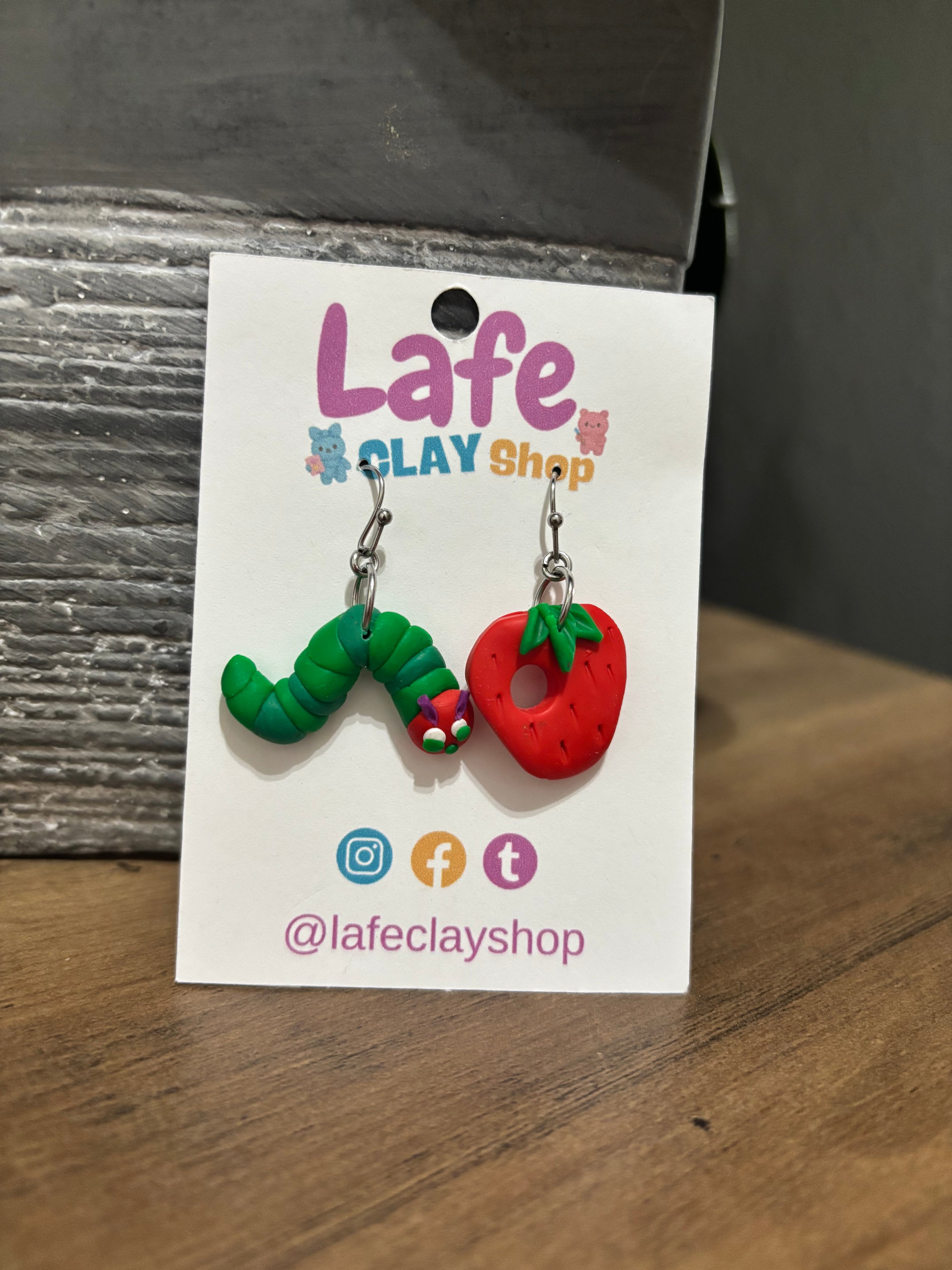 Caterpillar with Strawberry Earrings
