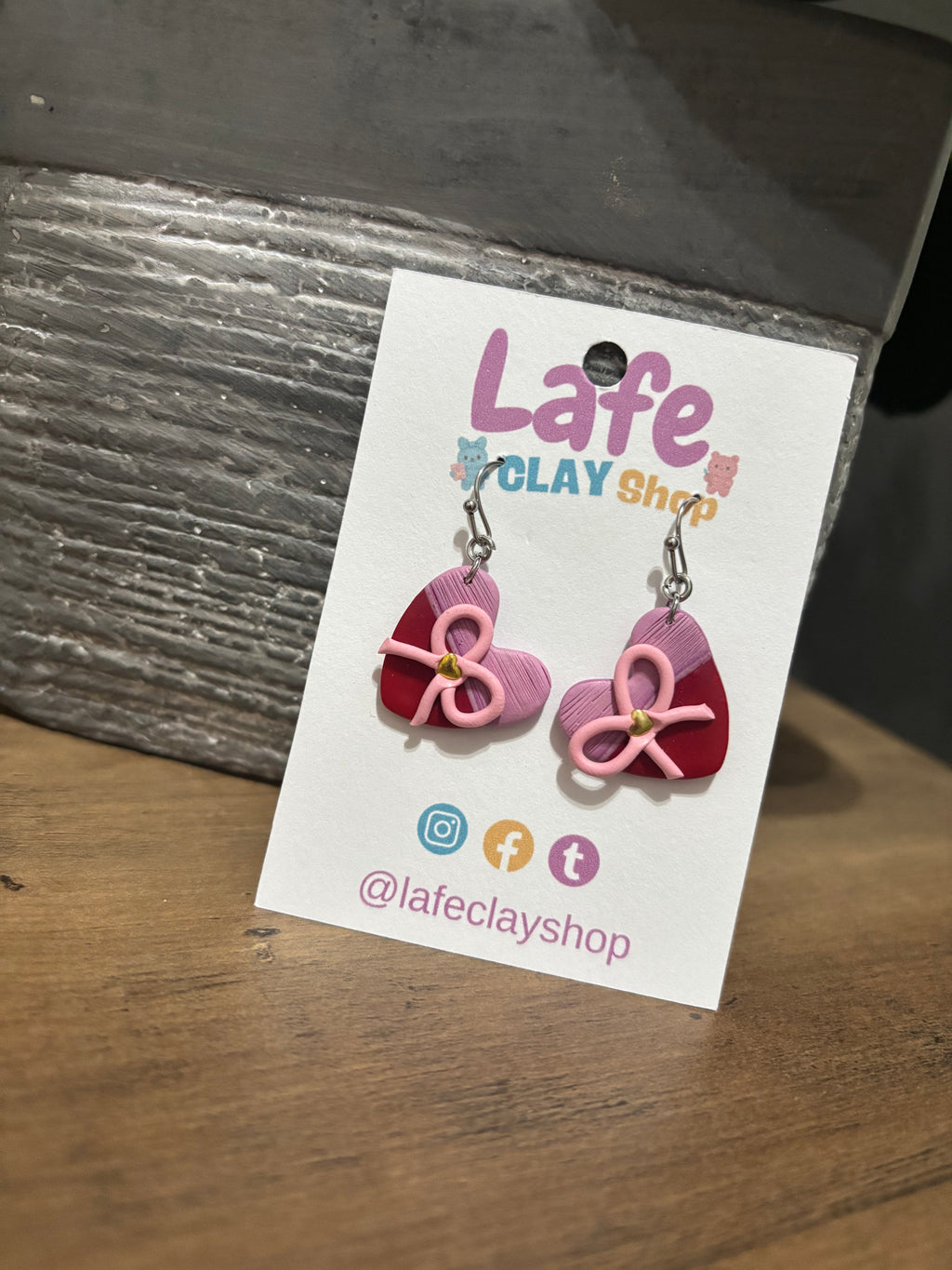 Red and Purple Heart Earrings