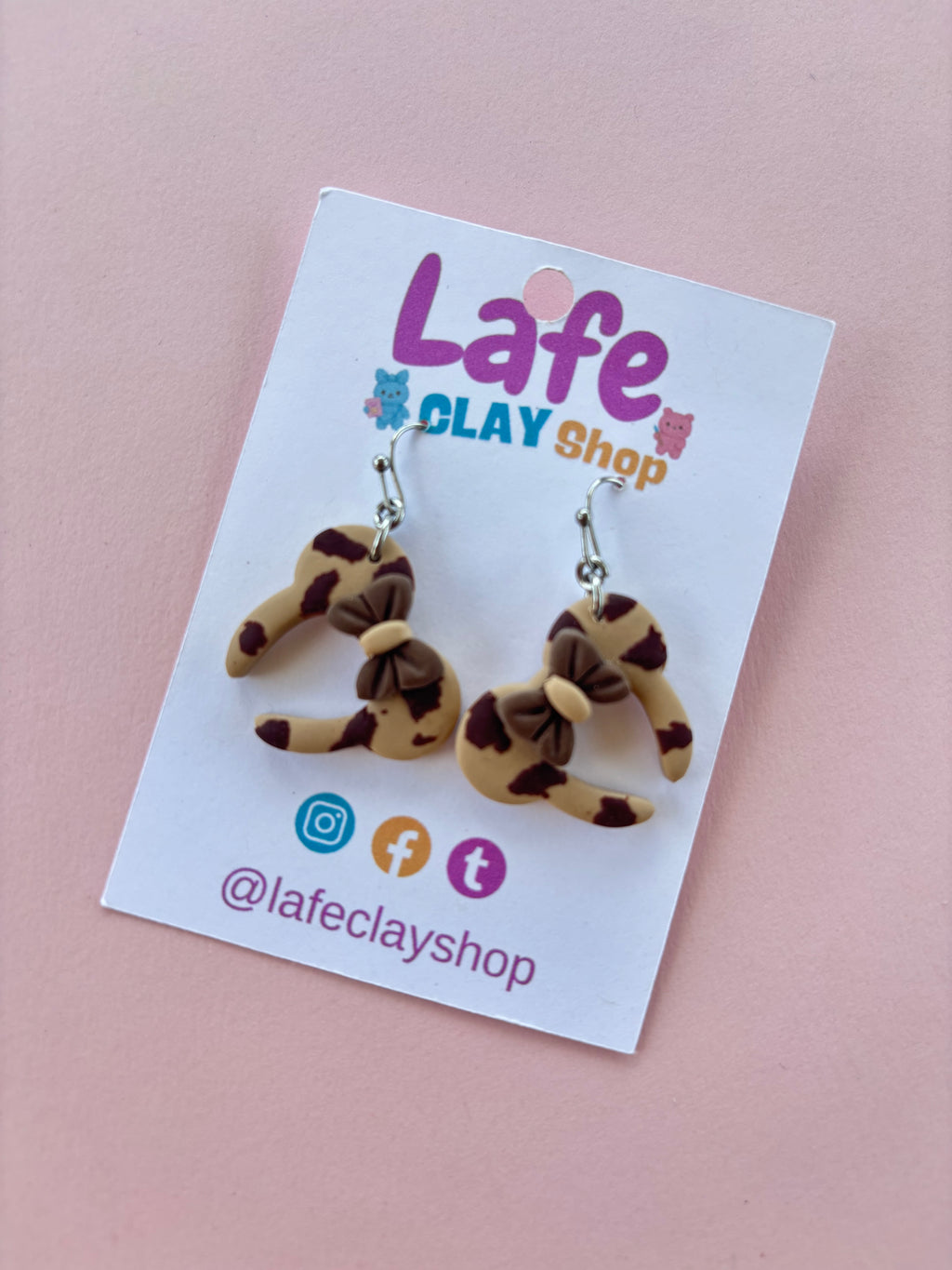Animal Print Mouse Ears Earrings