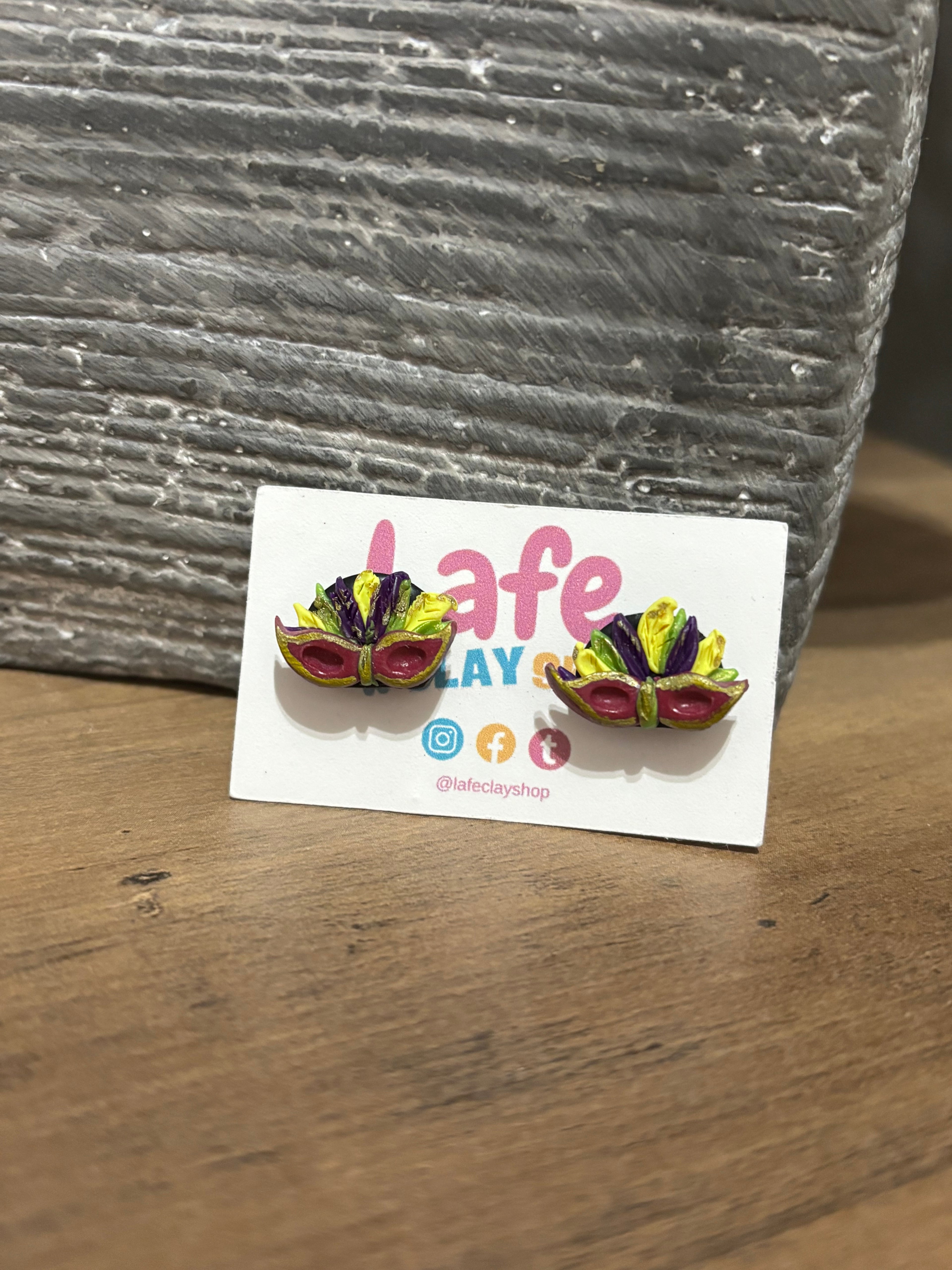 Mardi Gras Mask Studs