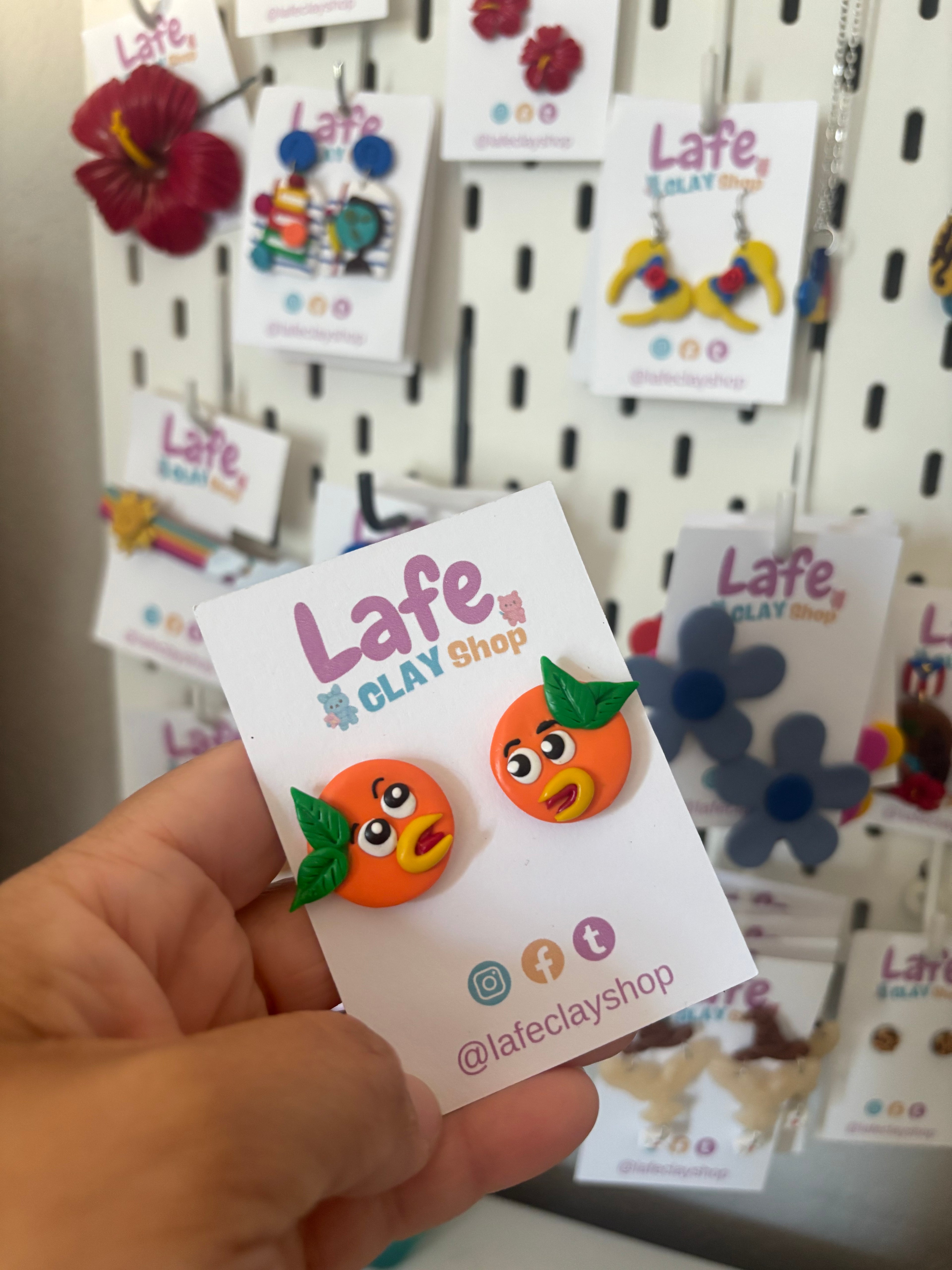 Orange Bird Earrings