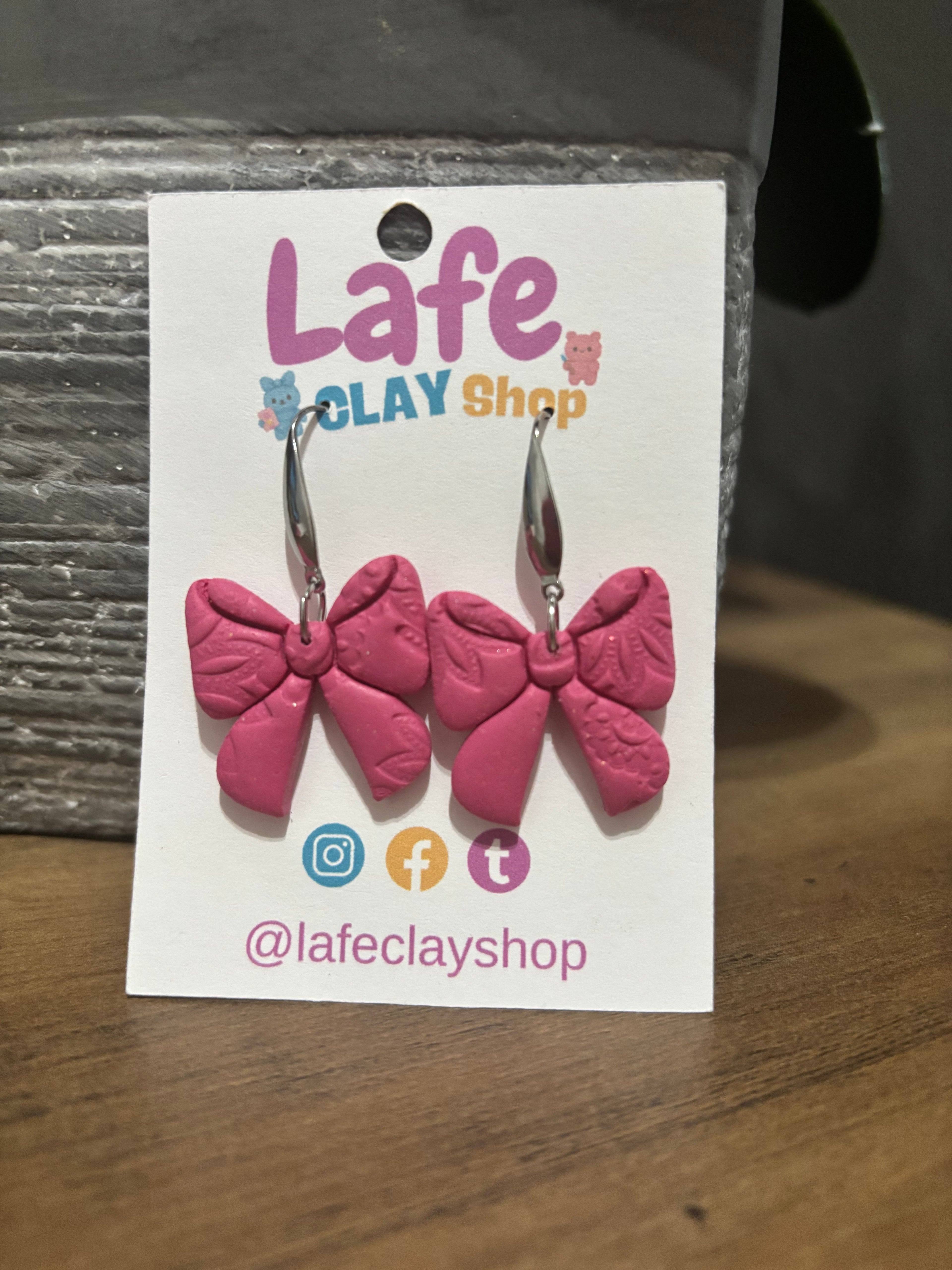 Pink Bow Earrings