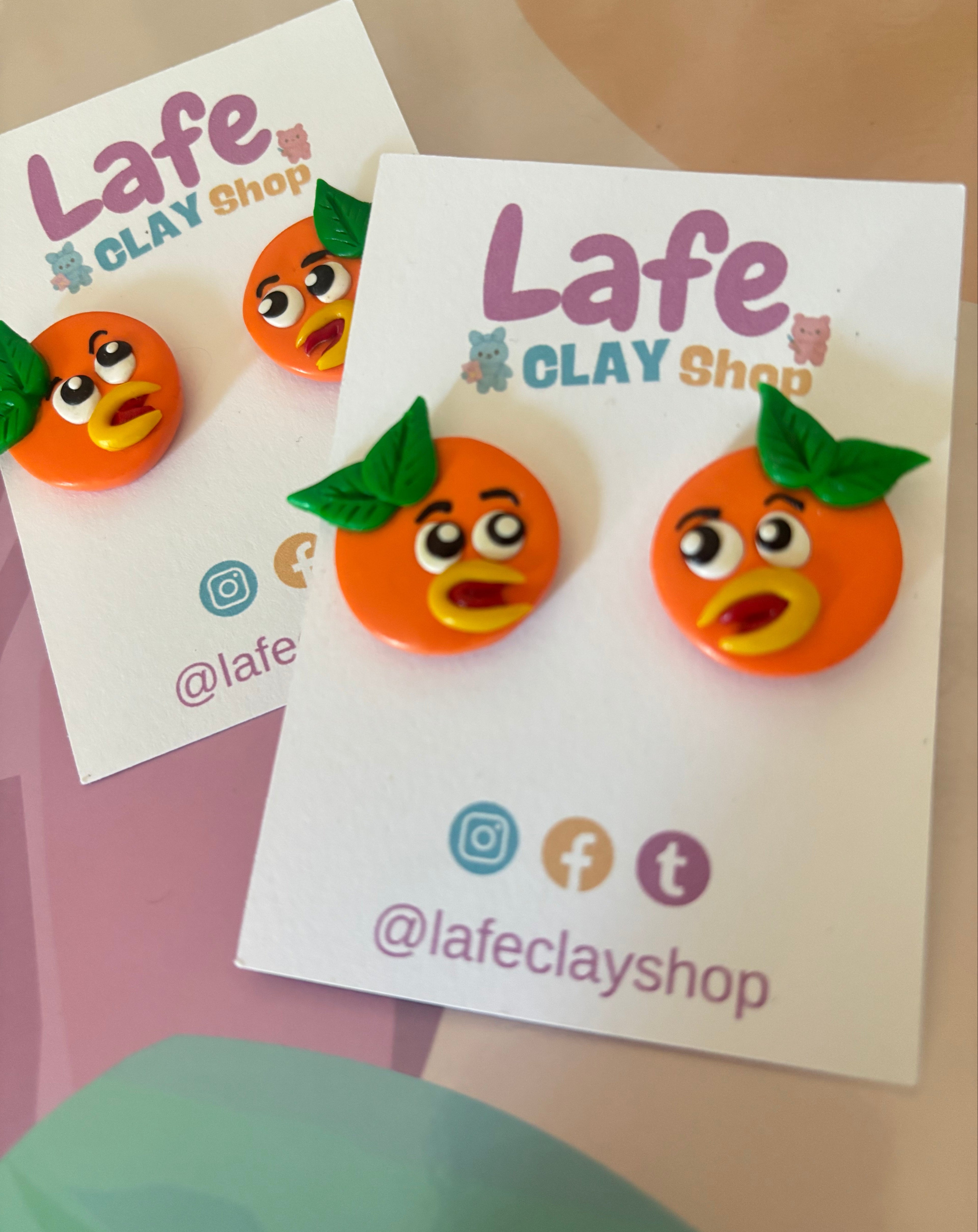 Orange Bird Earrings
