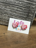Pink Heart Studs