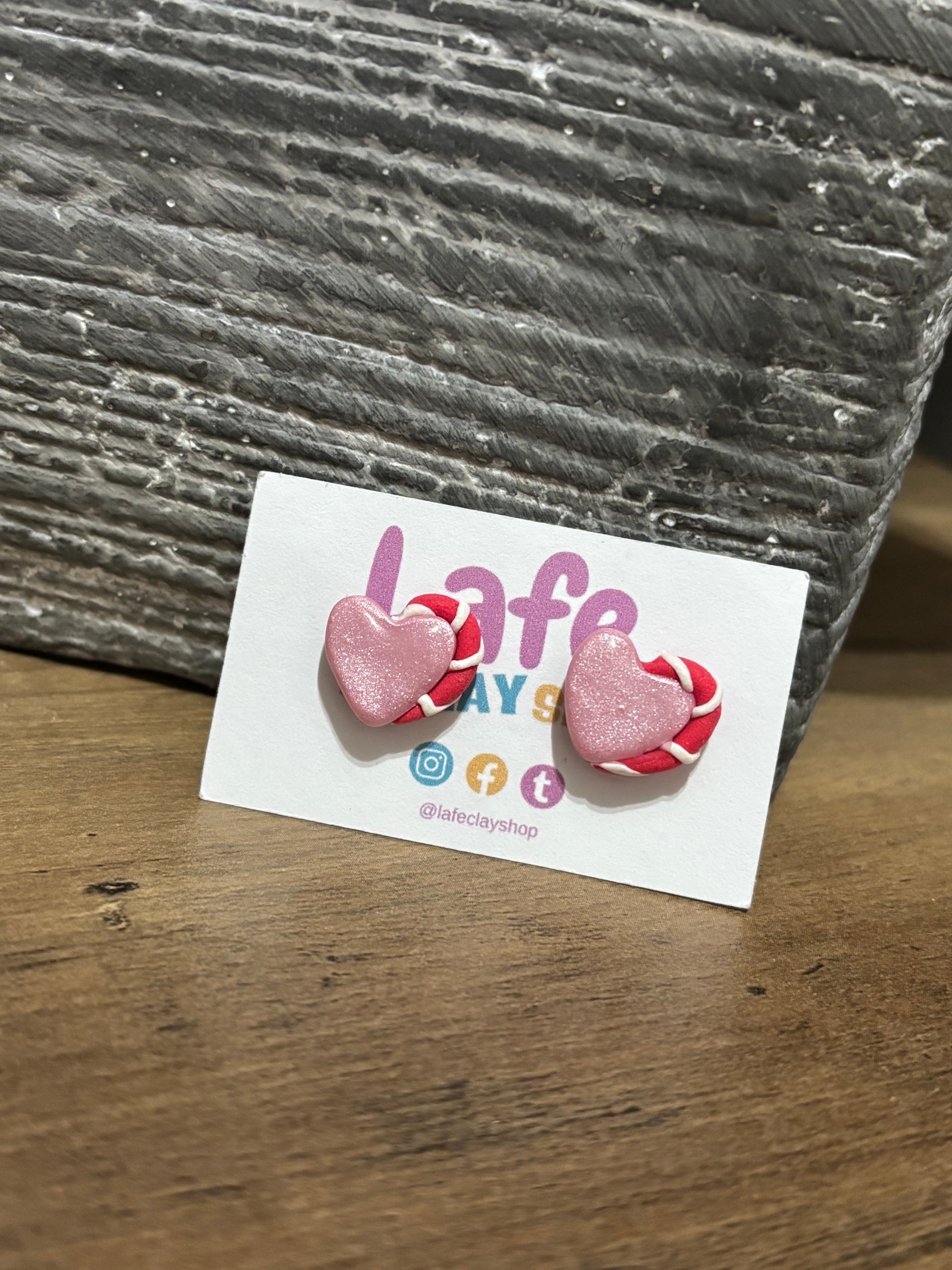 Pink Heart Studs
