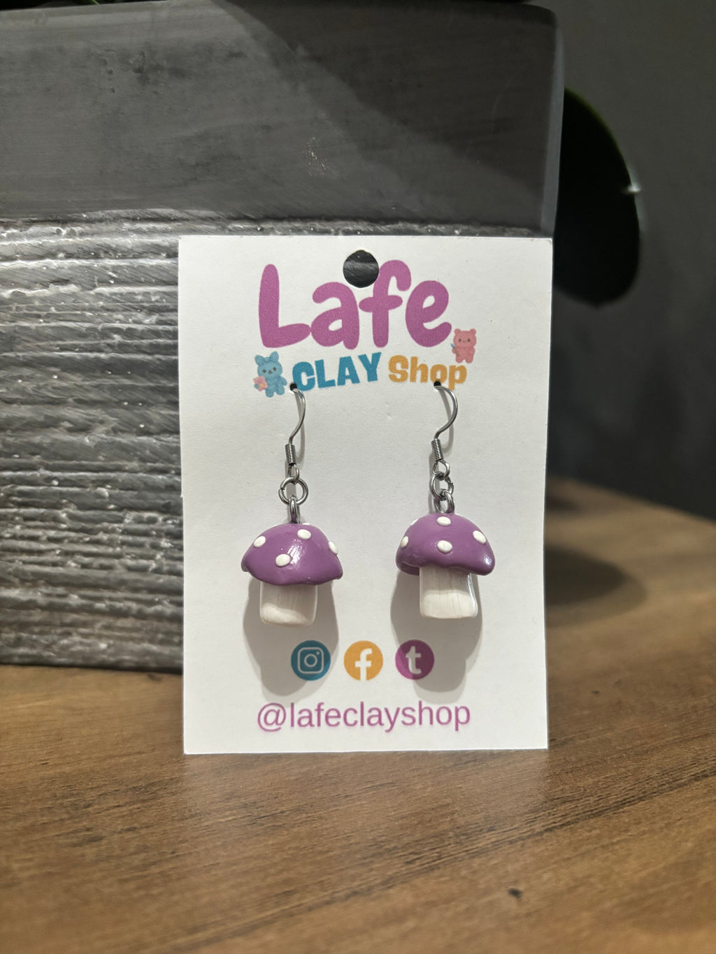 Purple Mushroom Earrings