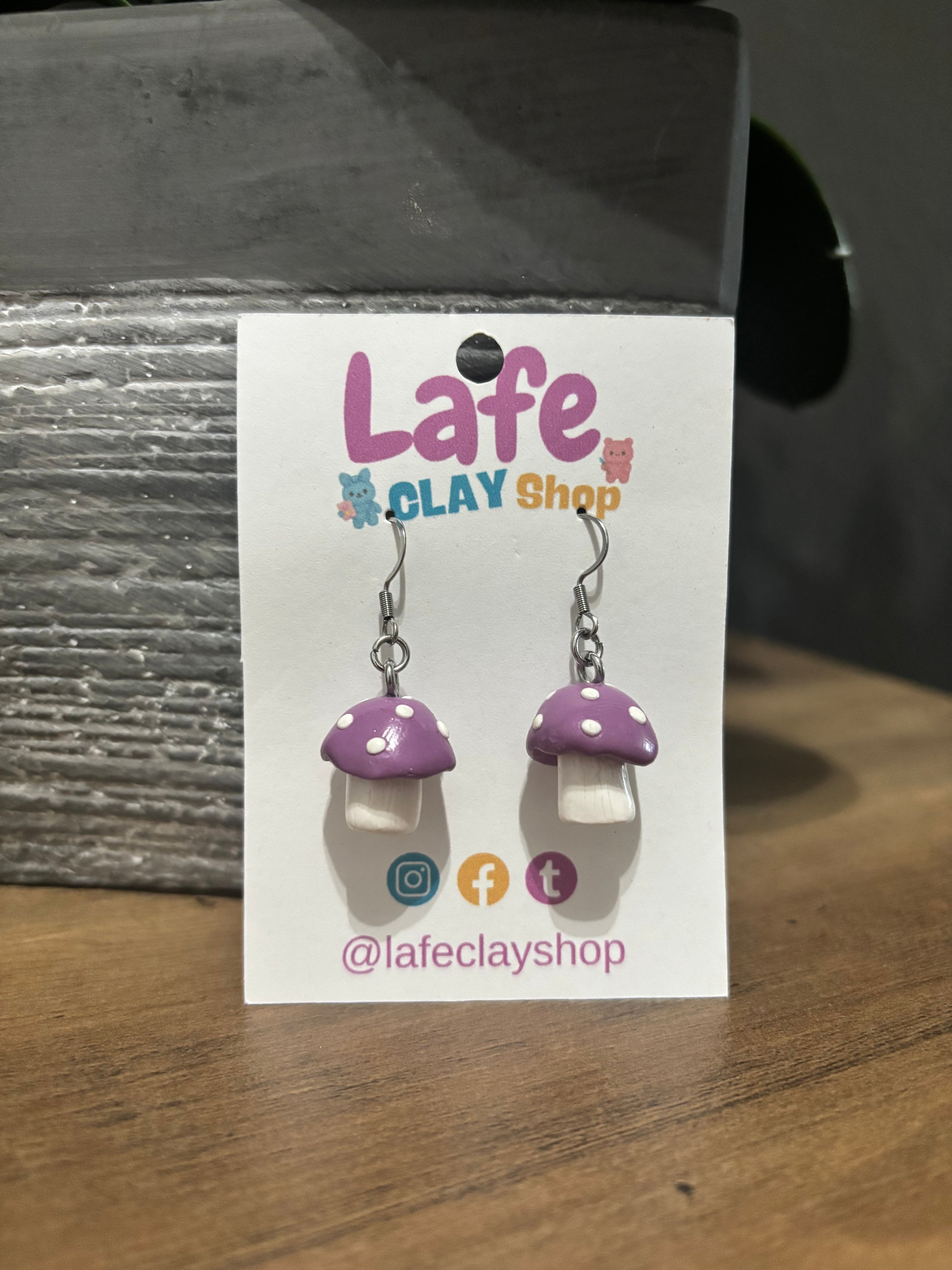 Purple Mushroom Earrings