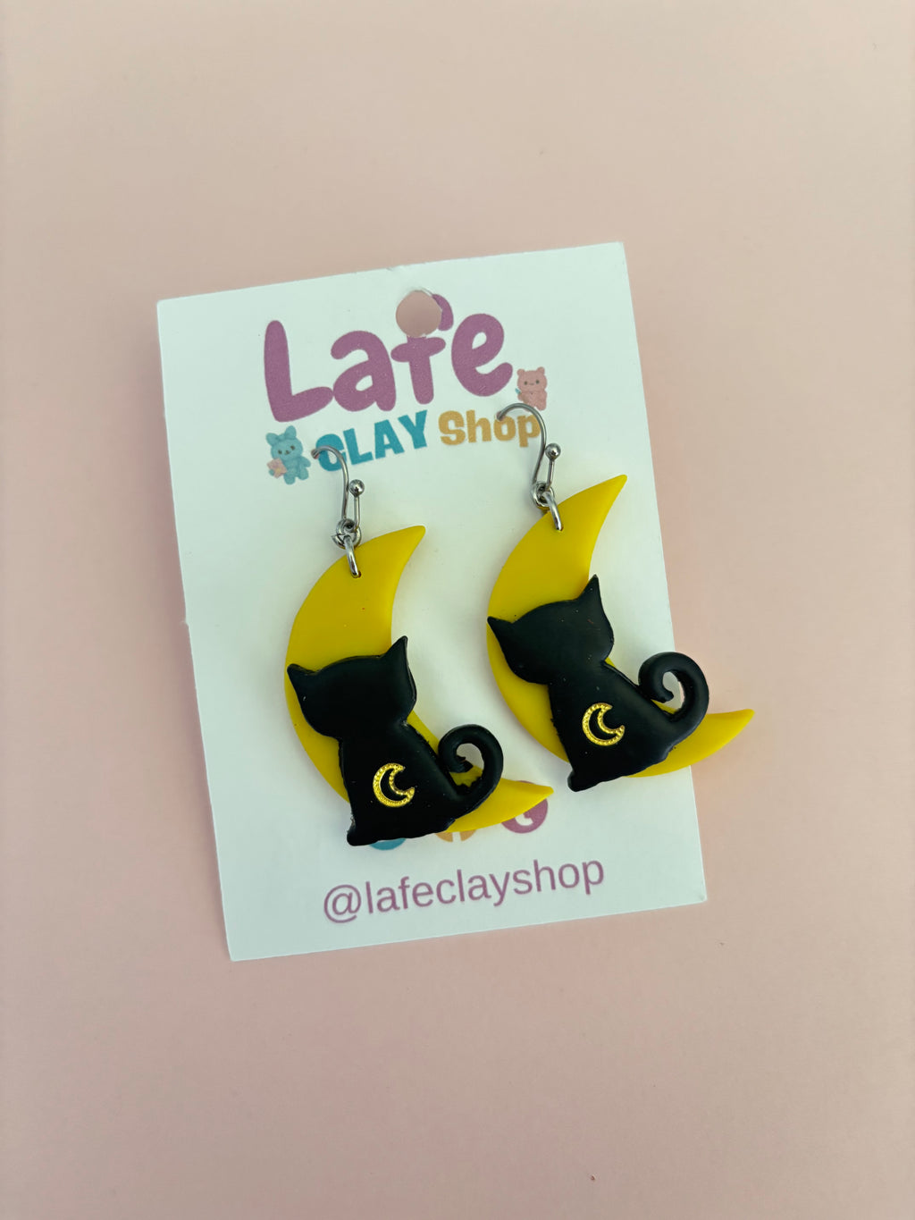 Cat on the Moon Earrings
