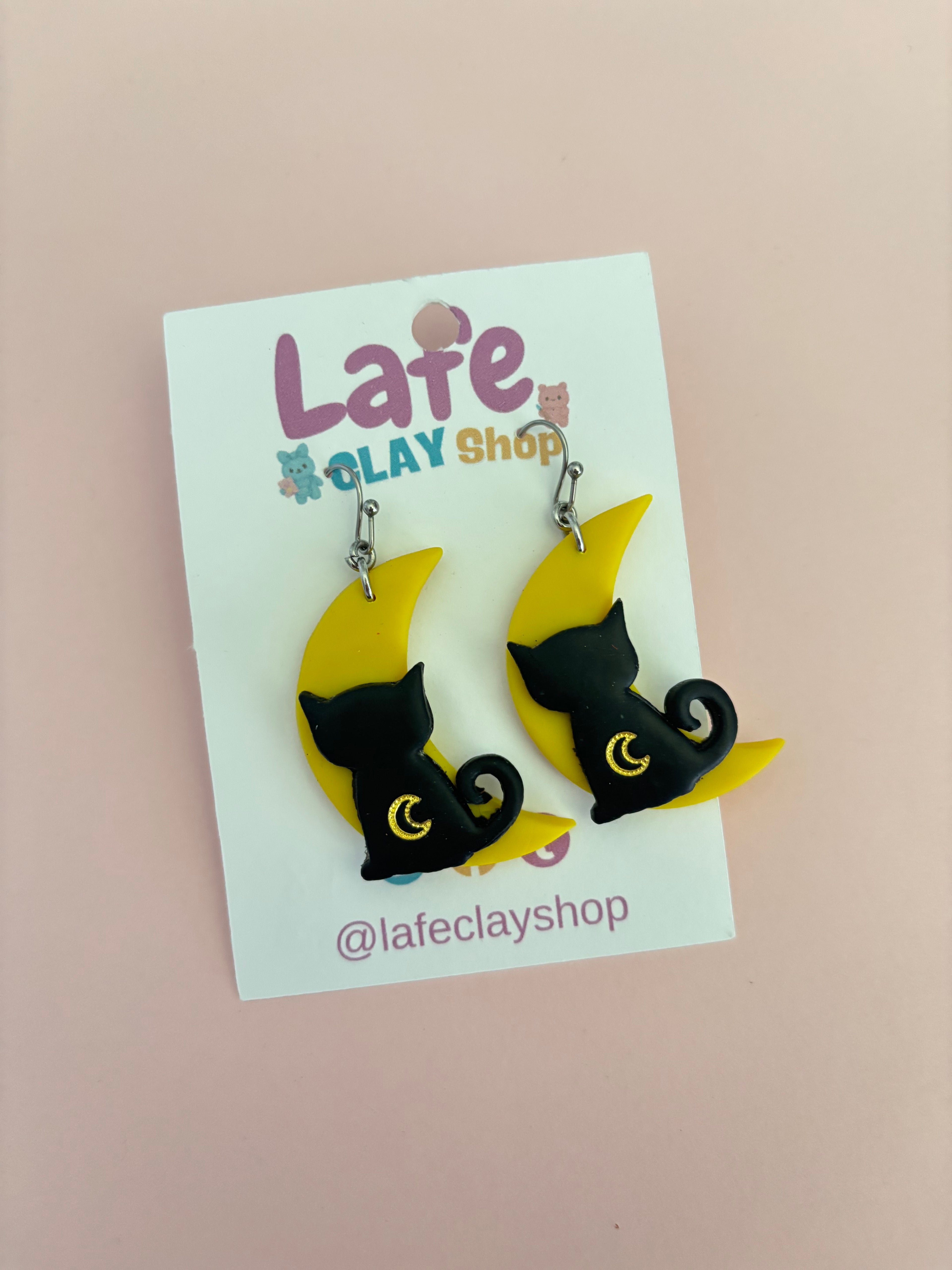 Cat on the Moon Earrings