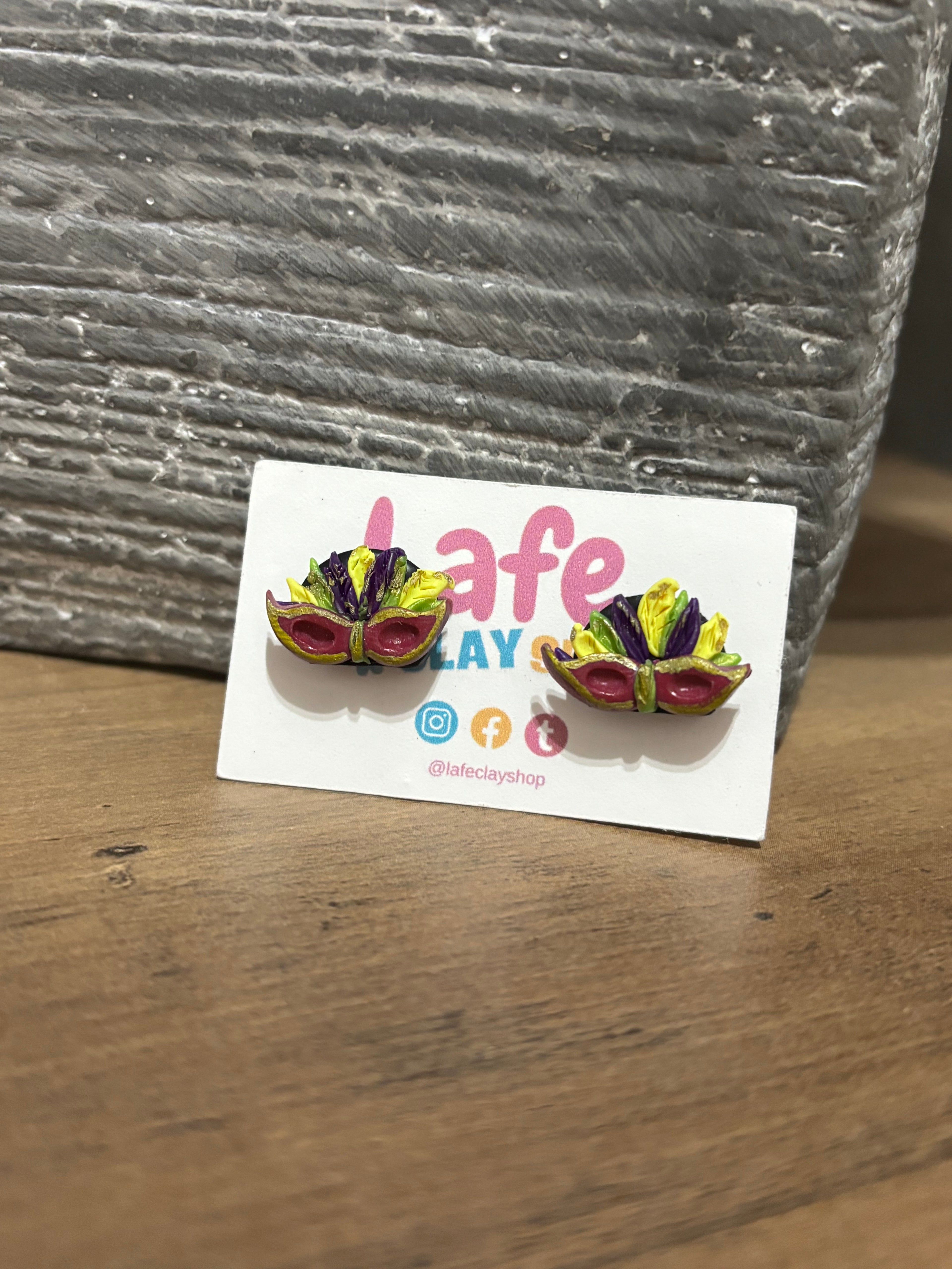 Mardi Gras Mask Studs