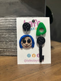 Blue Button Doll Earrings
