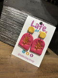 Leaves Pink Earrings